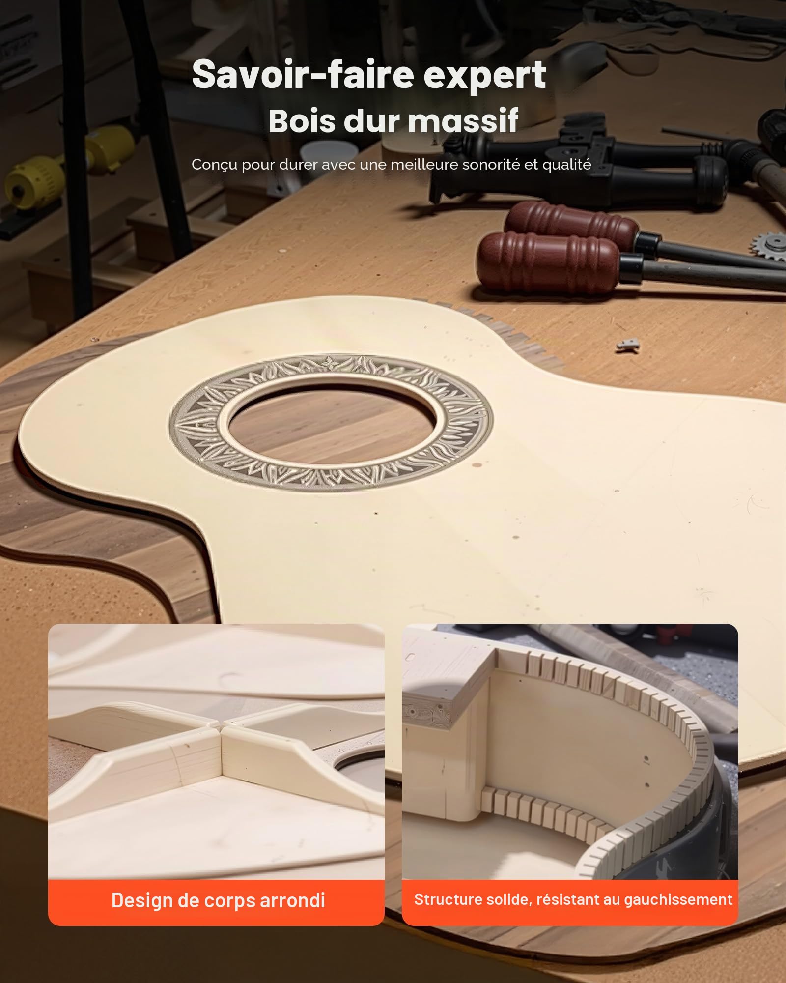 VEVOR Guitare Classique Débutants, 96 cm, avec Cordes Nylon, Housse de Transport, Sangle, Accordeur, Cordes Supplémentaires, Médiators, Capodastre, en Tilleul, pour Adolescent, Adulte, Étudiant, Noir