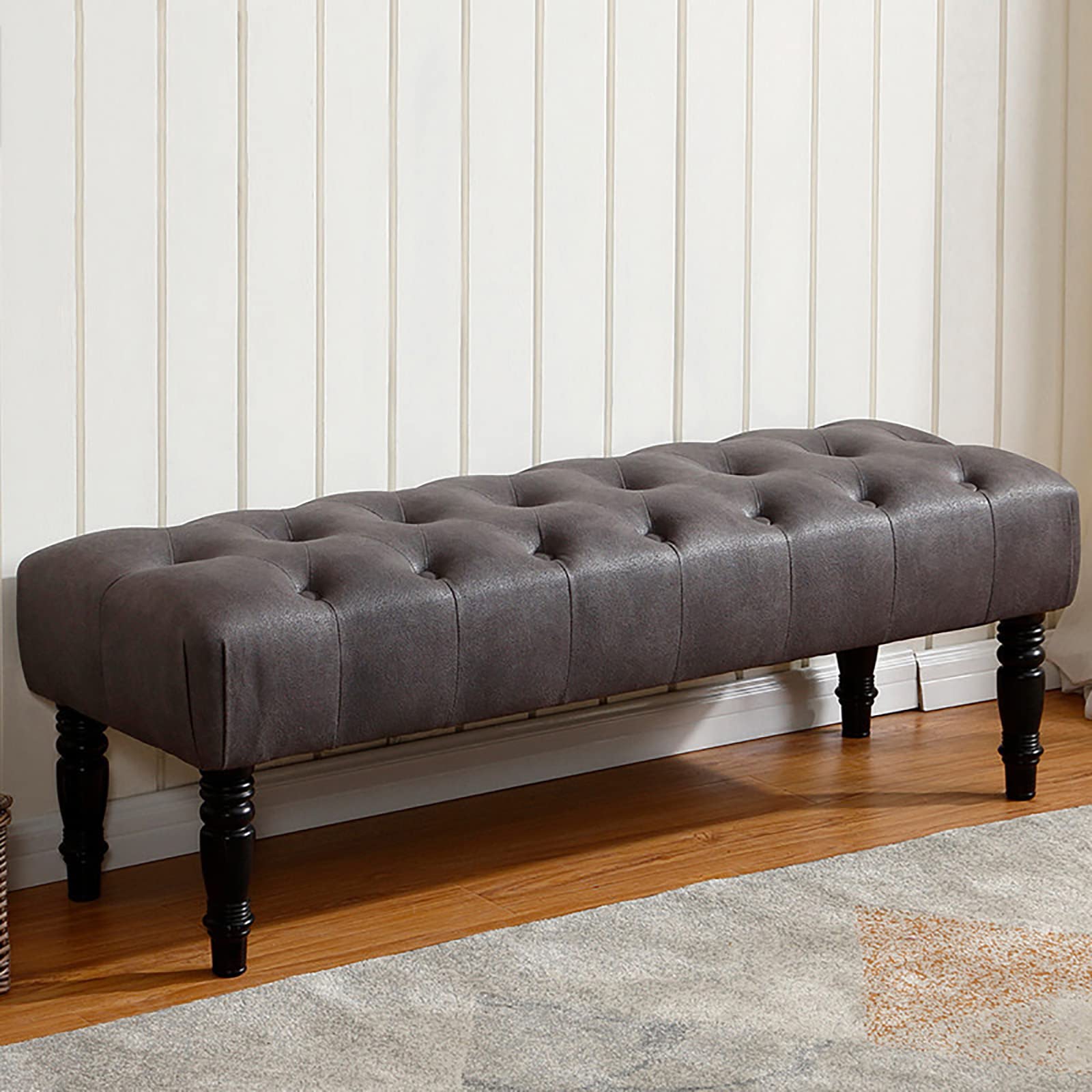 Tabouret de changement de chaussures rembourré en similicuir de qualité supérieure gris