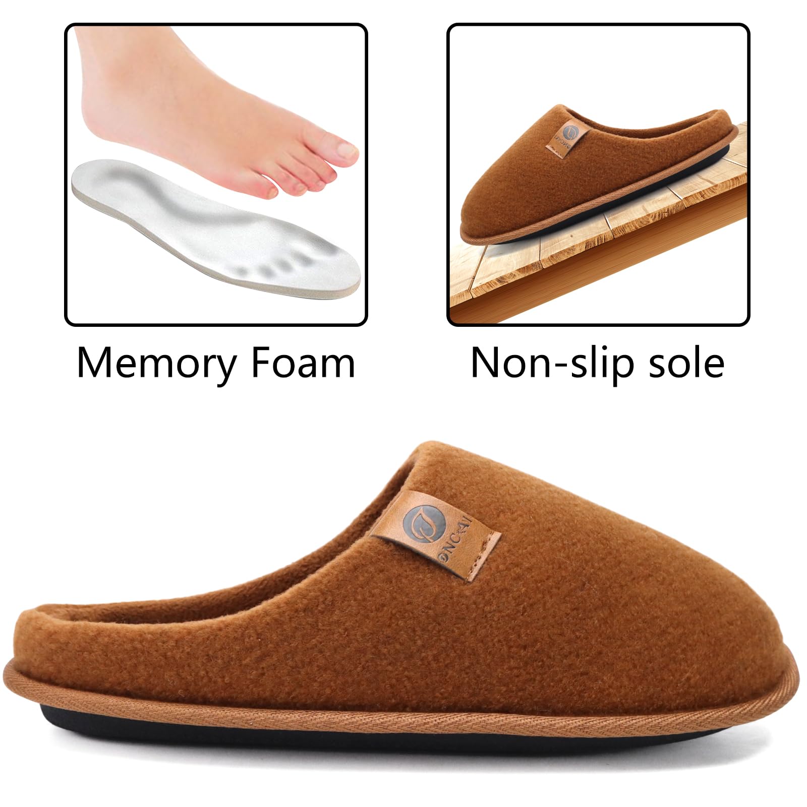 ONCAI Pantofole da Uomo Invernali, Comoda Memory Foam Calde Scarpe da Casa in Lana Con Suola Antiscivolo Taglia 40-49 EU
