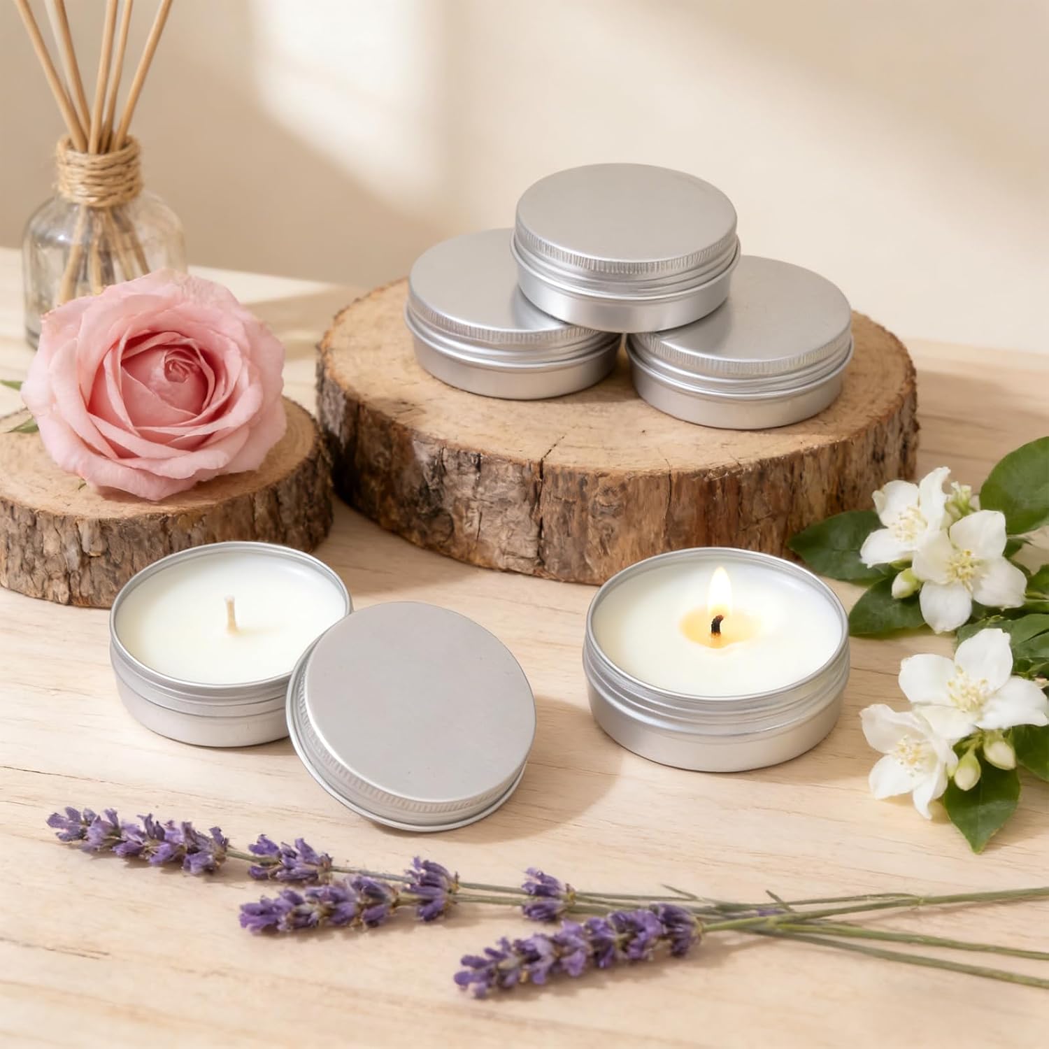 100 Pack 2 oz Aluminum Tins with Screw Lid, Leak-Proof Round Metal Containers 60ml Refillable Salve Lip Balm Jar, Food-Grade Cosmetic Candle Travel Storage (Silver)