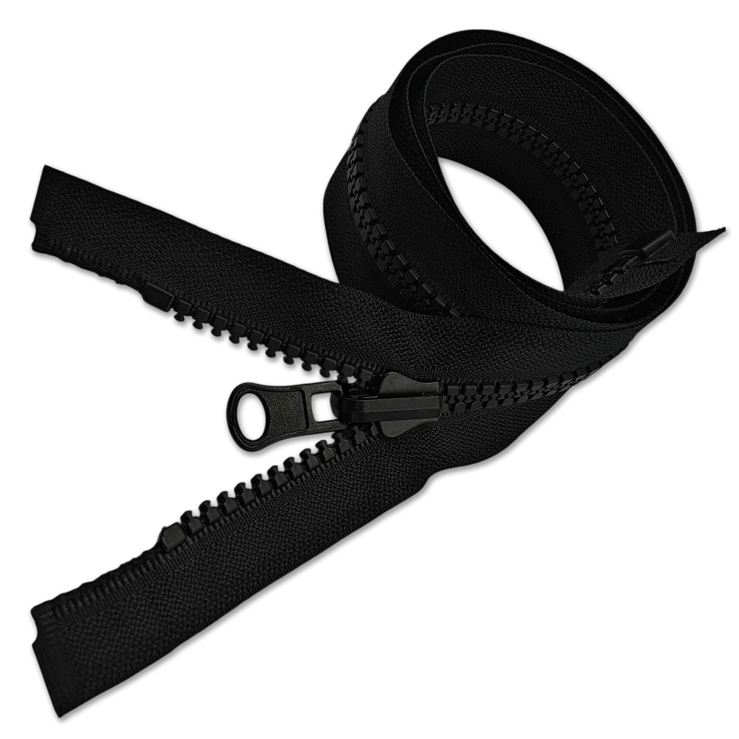 Reversible Resin Zip Gauge #5 Bilateral Open-End Chunky Fastener Moulded Plastic Teeth for Double-Sided Jackets Fleeces (Black, 35cm (13.7"))