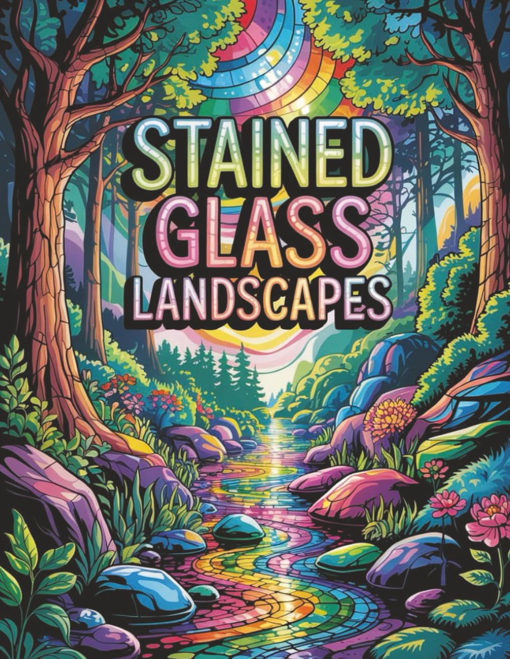 Stained Glass Landscapes – 105-Page Coloring Book