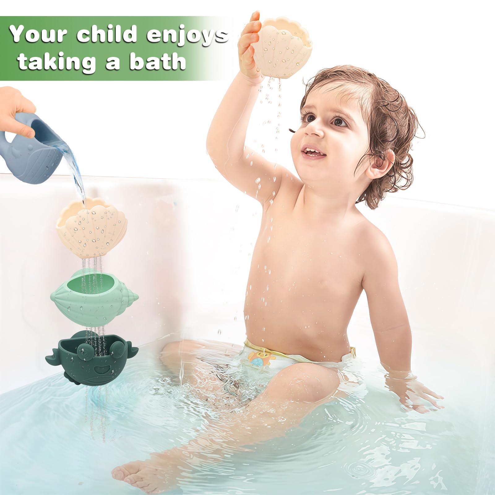 Juguetes de Baño para Bebé, 4 Piezas Juguetes Baño Bebe para Niños Niñas 1 2 3 4 Año, Regalo Baño Bebe, Juguetes de Baño para Bebé Ducha Juguetes de Natación, Niños Niña Juguetes Educativos — view 3