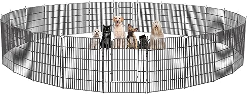 Avocahom Corralito de metal para perros de 24 paneles de 40 pulgadas de altura, corral de ejercicio con 2 puertas para perros