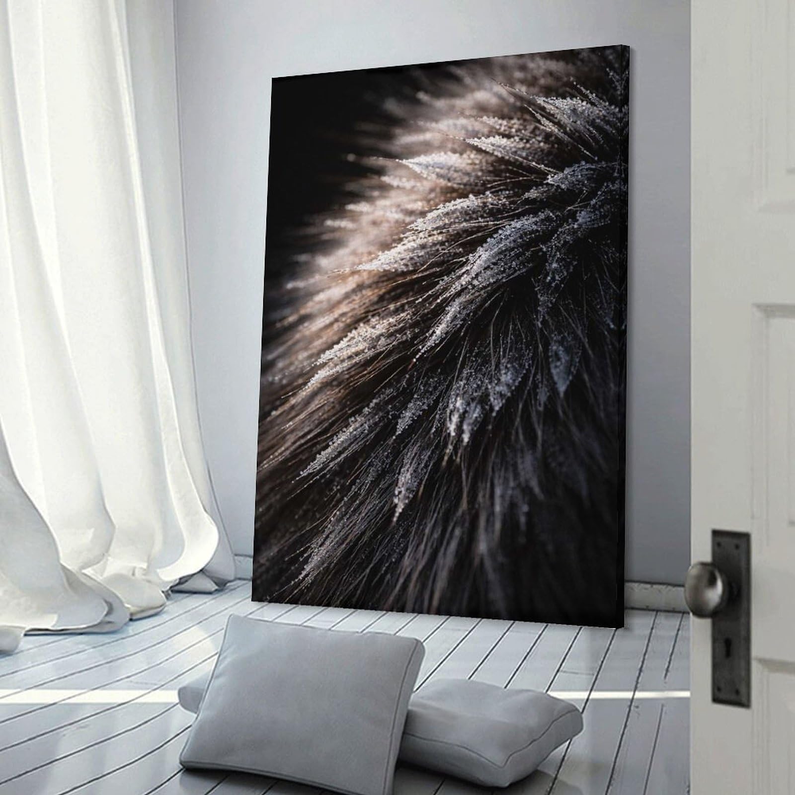 Junmoney Frosty Fur Macro Shot Canvas Wall Art, 24x36inch(60x90cm), for Wall Displays, Bedrooms Or Room Updates, Ideal for Building A Coordinated Art Wall