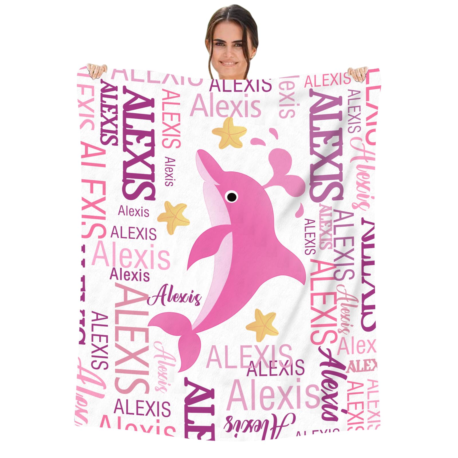 Personalised Elephants Blanket for Girls - Custom Name for Kids, Soft Newborn to Toddler Bed Throw - Perfect for Birthday, Baby Shower & Christmas โ image 1