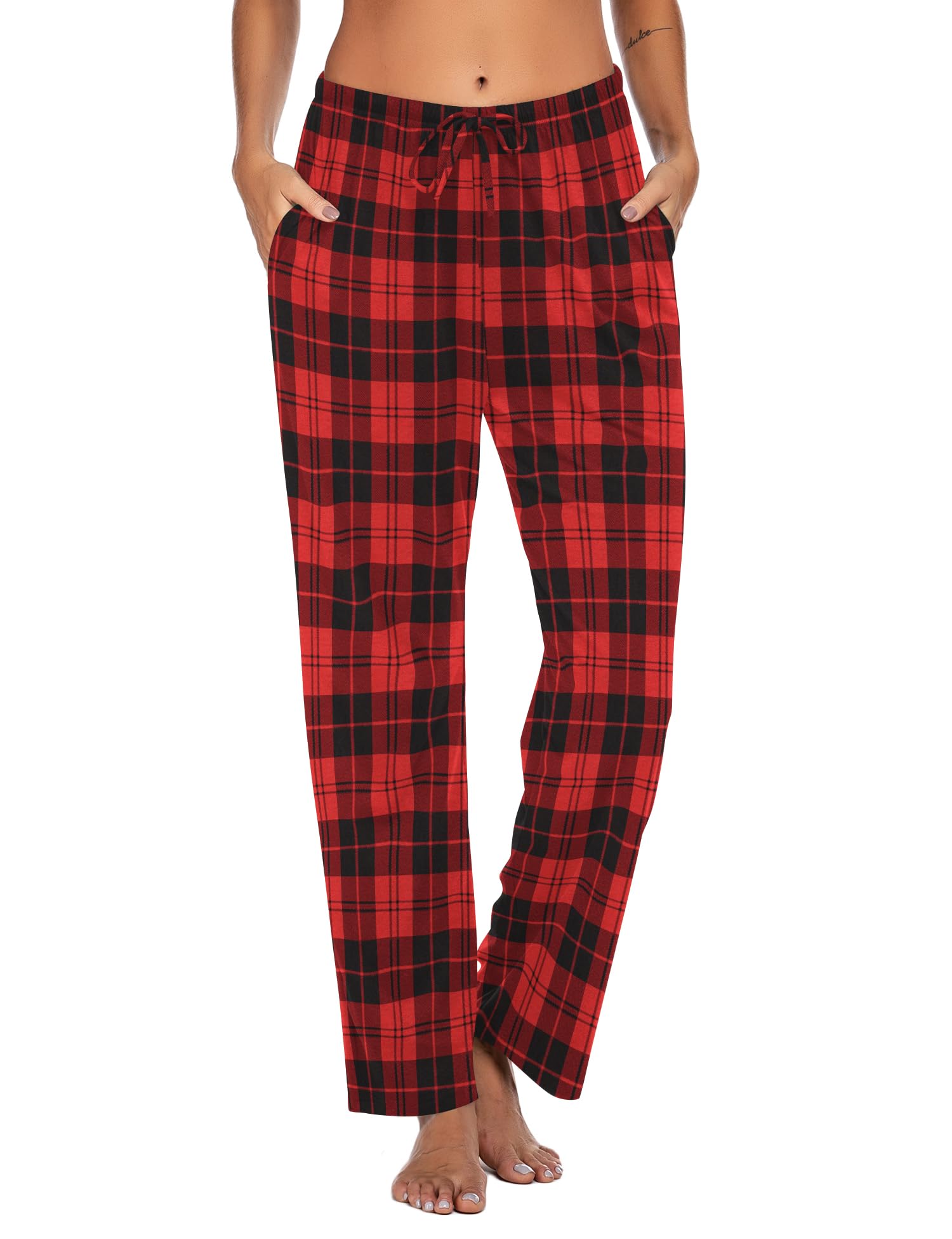 Ekouaer Women Pajama Pants Comfy Pj Bottom with Pockets Stretch Plaid Sleepwear