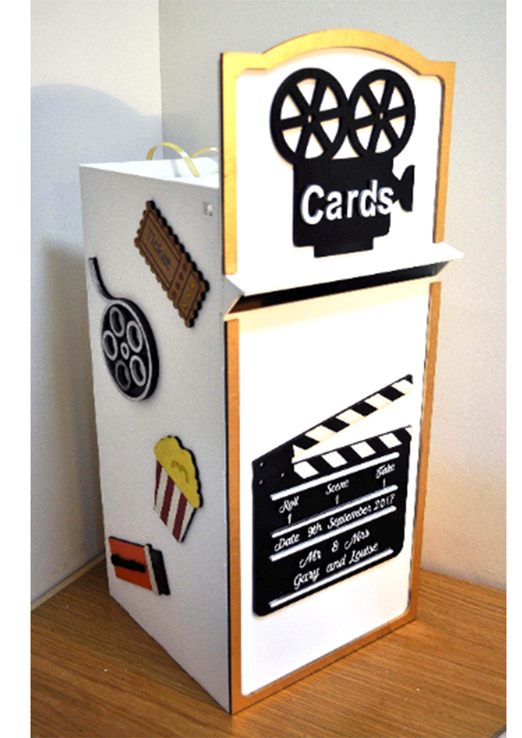 Large Cinema and Movie Personalised Painted Wedding Post Box Complete Any Colour