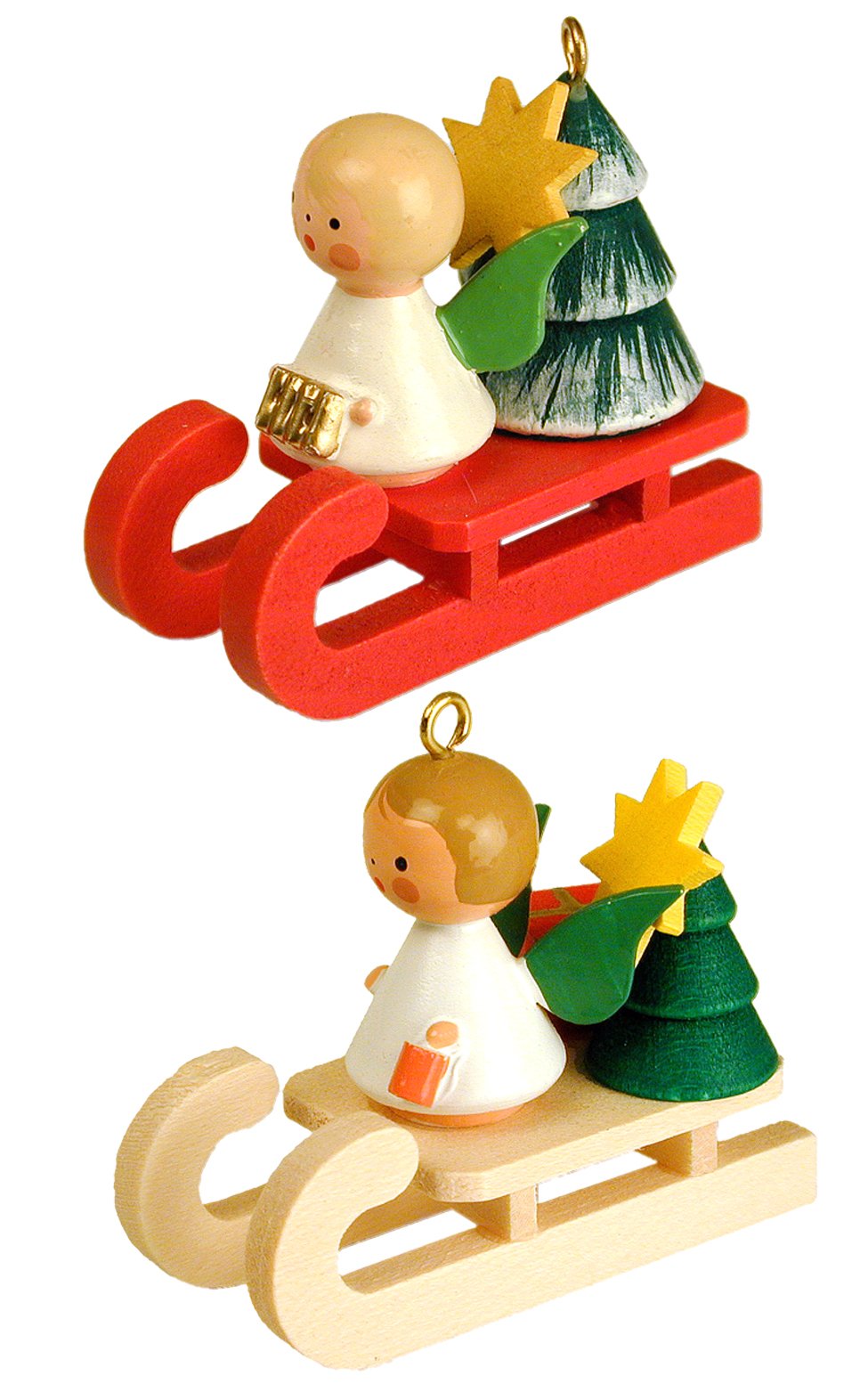Alexander Taron Importer 10-0072 Christian Ulbricht Ornament-Angel on Sleigh-1.75" H x .75" W x 2" D, Brown