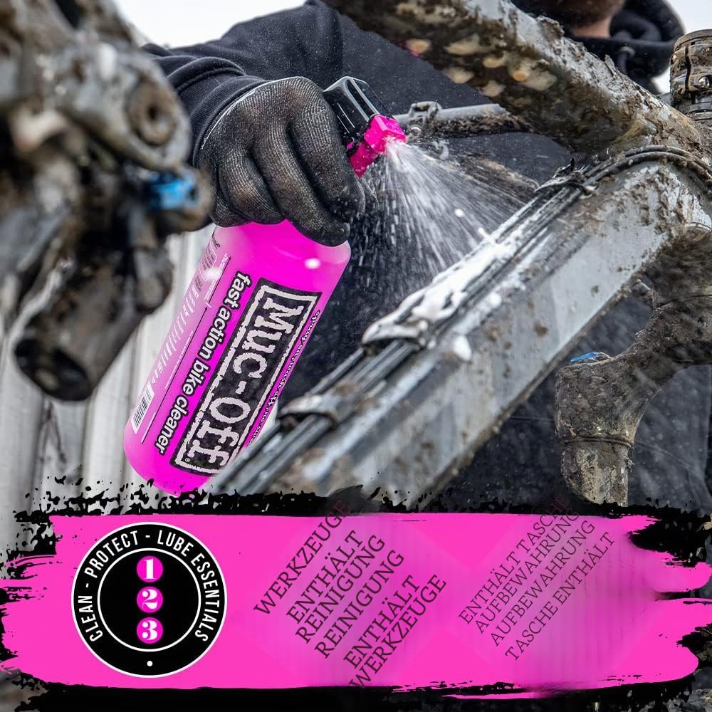 Muc-Off Fahrradpflegeset, komplettes Pflegeset zur Reinigung und Pflege Aller Arten von Fahrrädern, inklusive Fahrradreiniger, Kettenreiniger und Trockenkettenschmiermittel