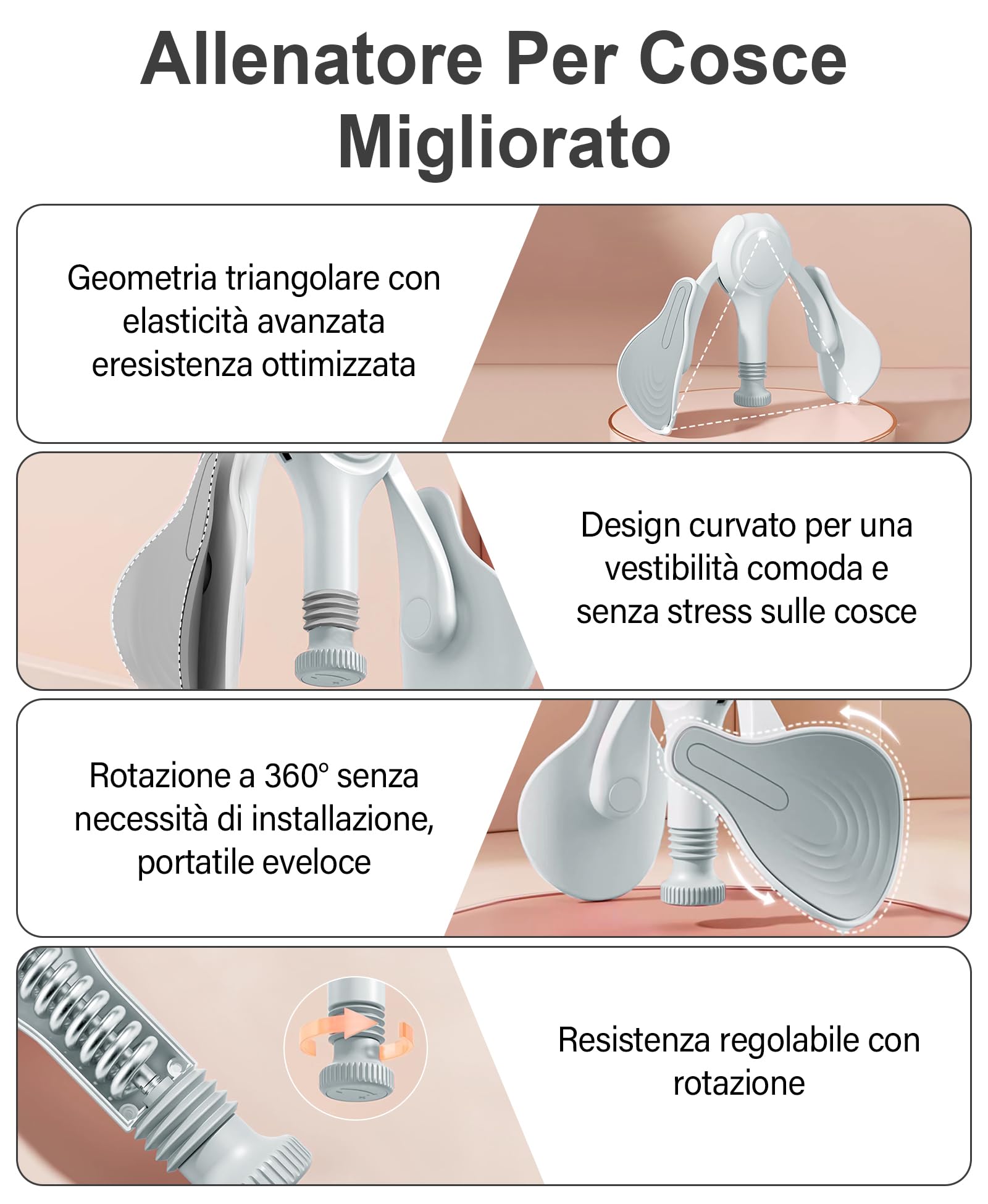 Beckenbodentrainer Donna Attrezzo Interno Coscia Pavimento Pelvico Attrezzi Casa Allenamento Pilates Glutei Addominali Gambe Braccia Fitness Donna e Uomo