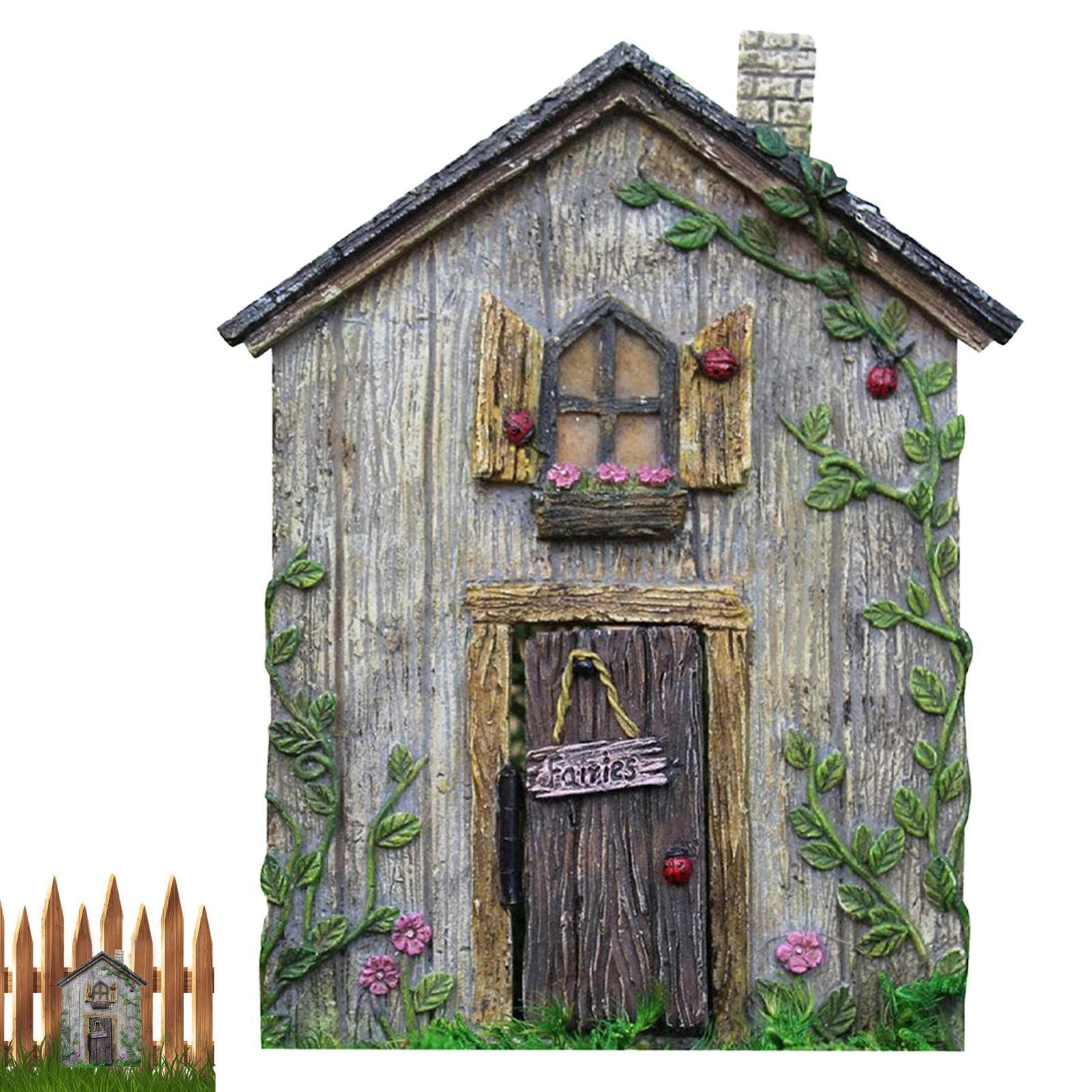 Bavokon Fairy Door for Wall | Adorable Miniature Fairy Garden Door,Wooden Fairy Doors Fairy Garden Miniatures, Garden Accessories for Tree Trunk Yard Garden Decoration