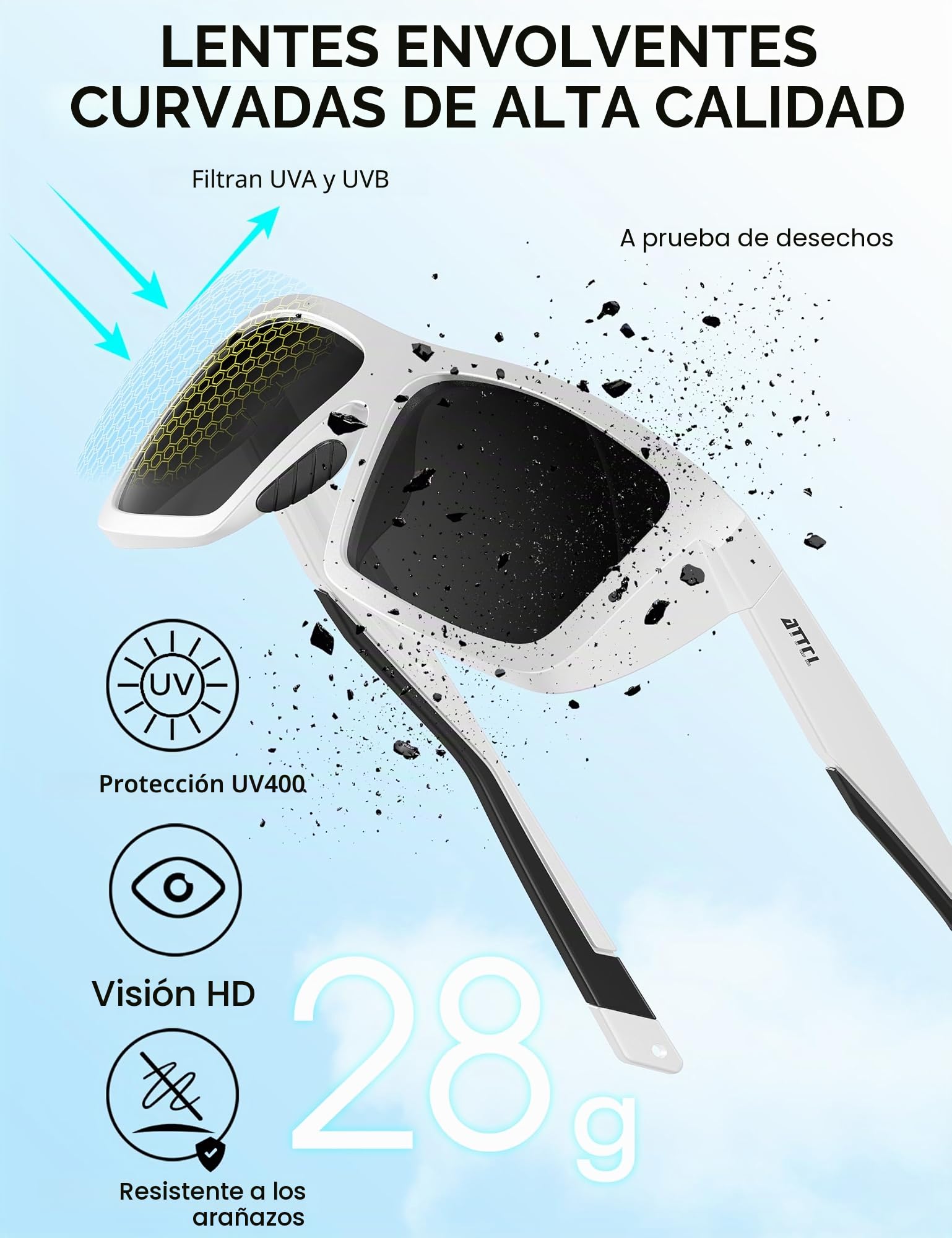 ATTCL Gafas de sol polarizadas deportivas para hombre y mujer, ciclismo, conducción, pesca, protección UV | Marco antideslizante, reduce el deslumbramiento, para pesca, al aire libre, protección UV, gafas de sol para hombre