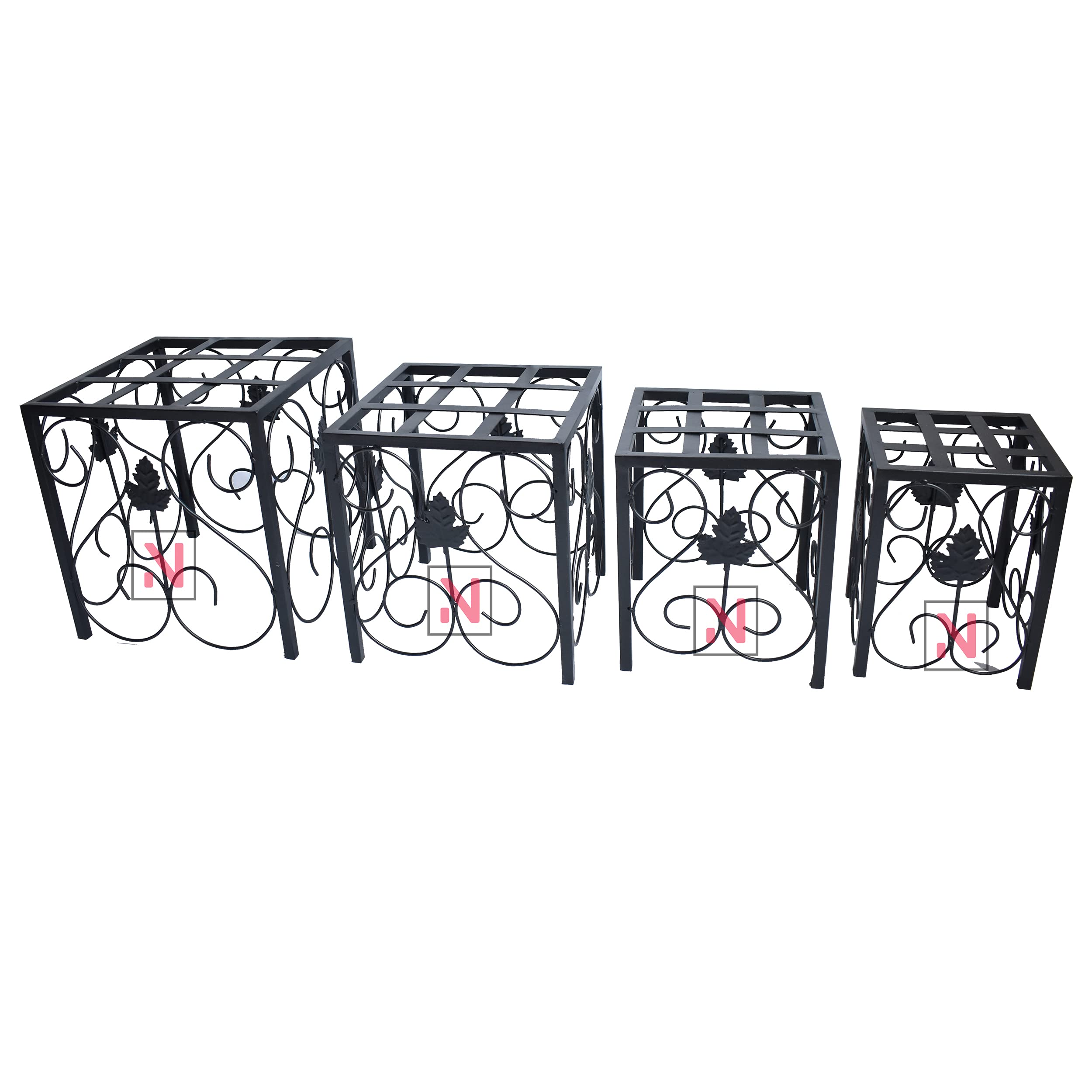 NAYAB 4 in 1 Metal Potted Plant Stand Rack Floor Flower Iron Pot Planter for Corner Garden Balcony Indoor and Outdoor (Square 4in1 - Black) (B07WPDVY8Y) Amazon Price History, Amazon Price Tracker