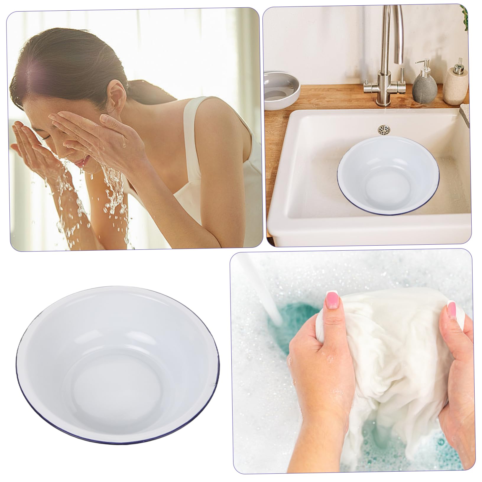Hemobllo Cuenco de Esmalte Blanco Grande para Mezclar Gran Capacidad, Versátil y Fácil de Limpiar, Adecuado para Cocina y Lavado de Frutas