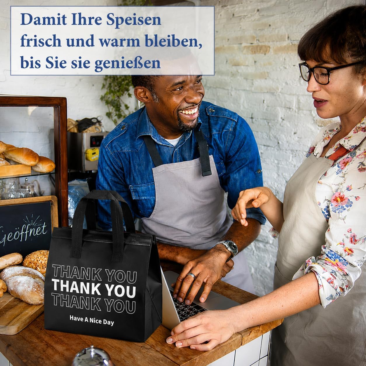 80 bolsas térmicas para gastronomía, con cierre autoadhesivo, para guardar el calor y el frío, para gastronomía, catering y restaurantes, color negro