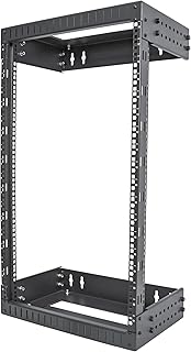 StarTech.com 2-Post 18U Heavy-Duty Wall Mount Network Rack, 19" Open Frame Server Rack with Adjustable Depth, Wall Mount Data Rack for IT / AV / Patch Panel / Computer Equipment (RACK-18U-20-WALL-OA)