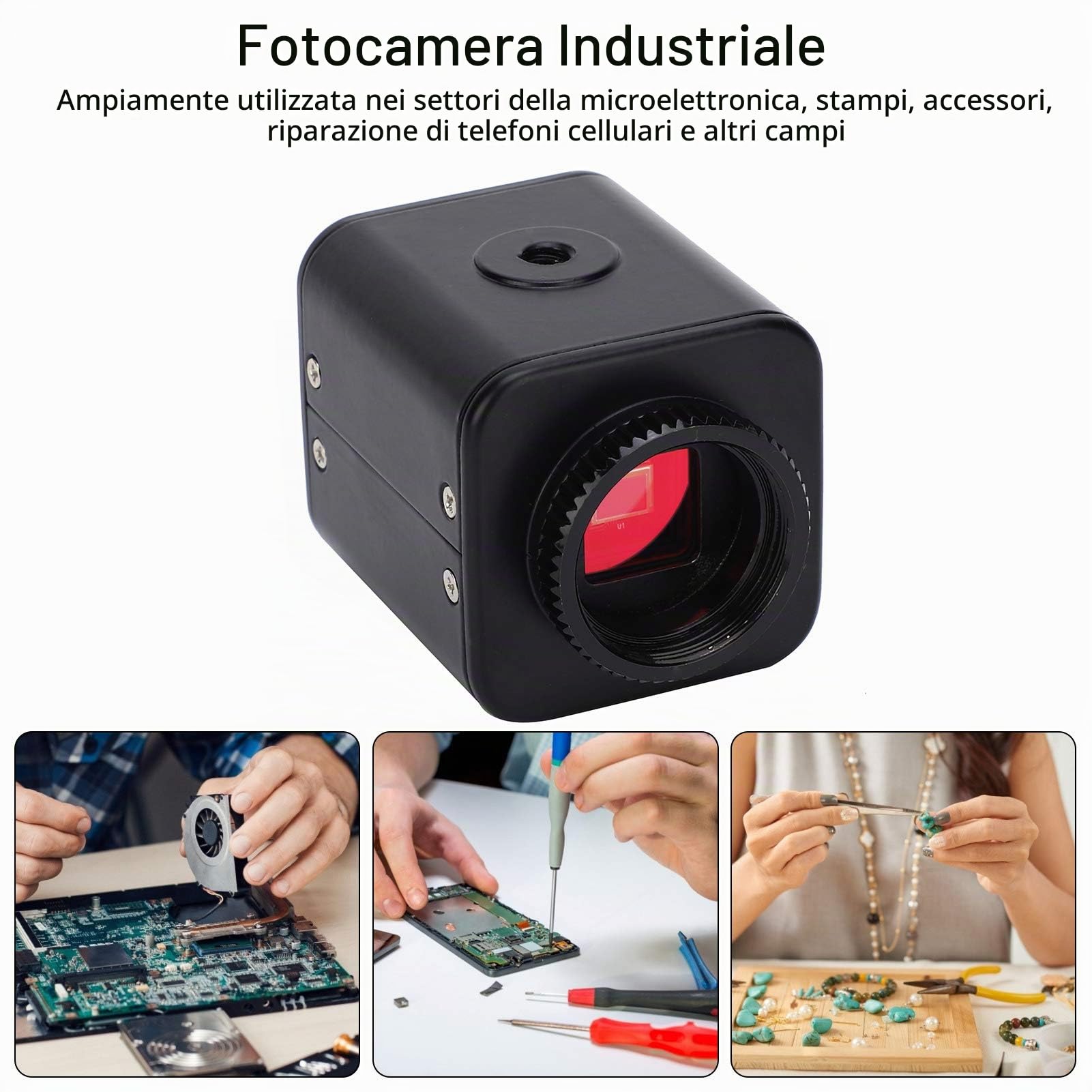 Telecamera industriale, microscopio Full HD 16MP 2K 1080P 60FPS Videocamera industriale per microscopio Lente d'ingrandimento con uscita HDMI per chip di memoria TF, riparazione (Unione Europea)