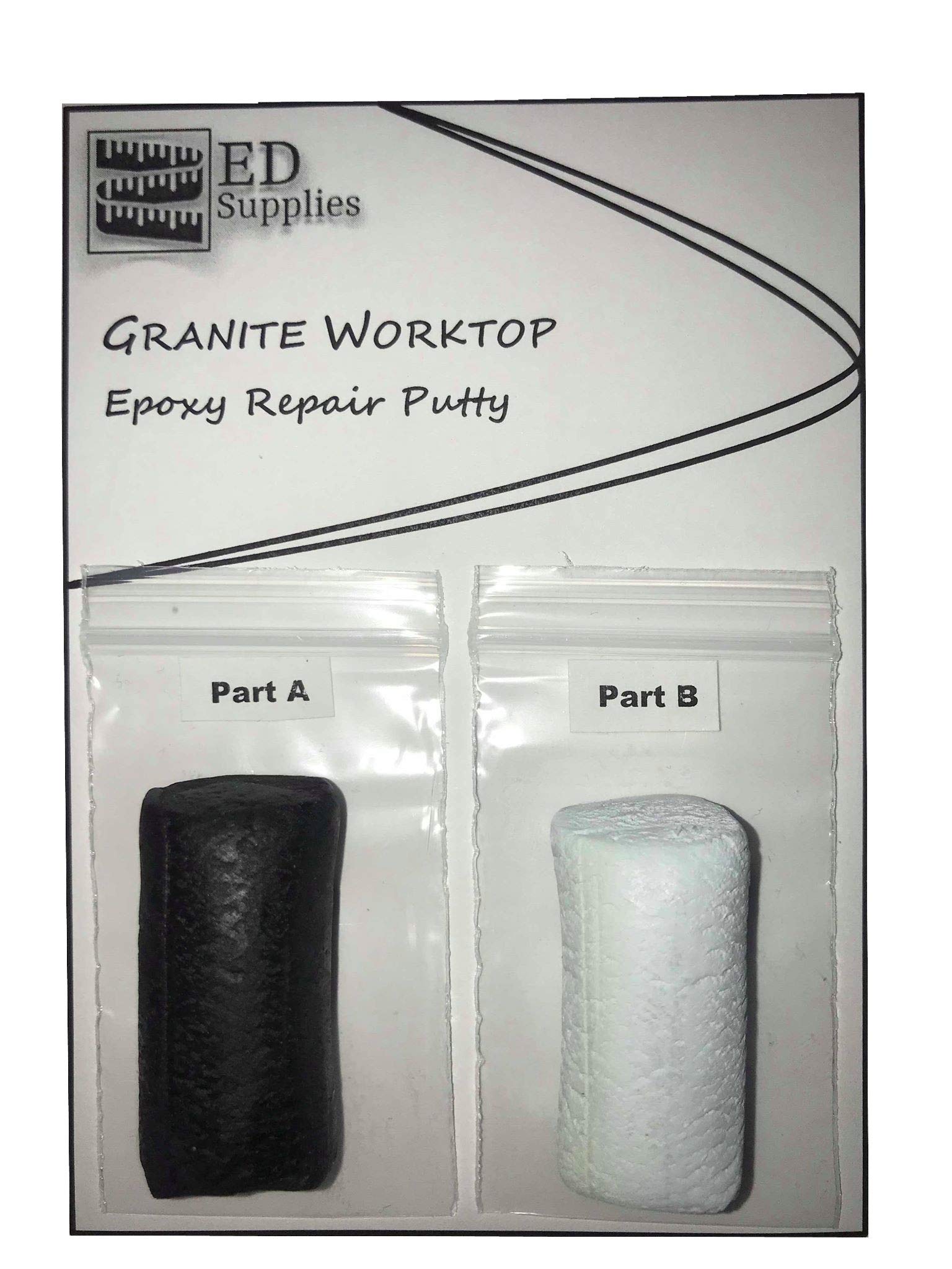 Ed Supplies Dark Grey Granite Worktop Epoxy Repair Putty - Repairs Chips, Cracks & Defects. 38G (Dark Grey)