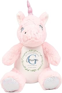 Personalised Christening Gift, Custom Baptism Gift, Unicorn Teddy Bear Soft Toy Plush, Christening Gift For Boys, Baby Keepsake, Christening Present, Baptism Present