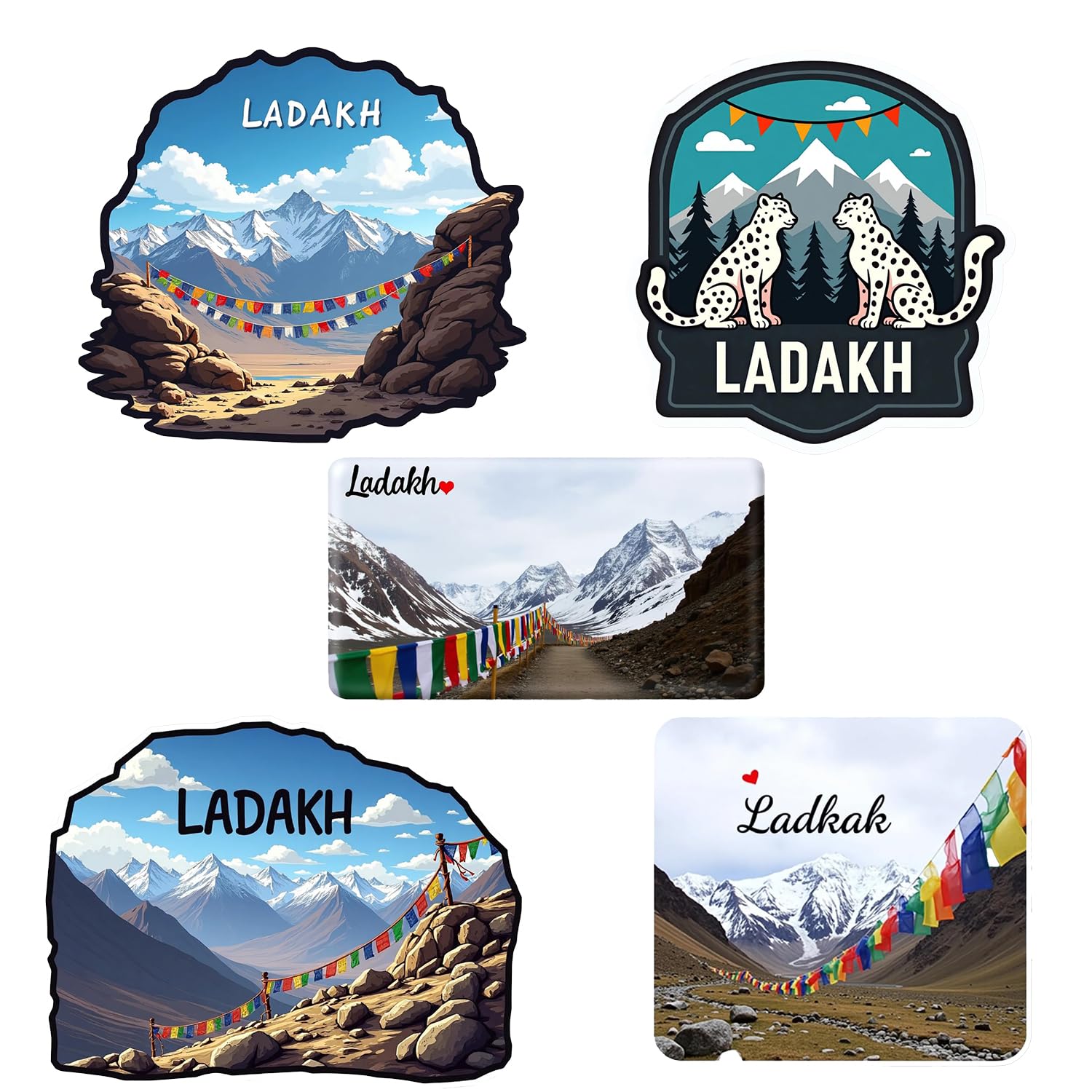 GiftODay Ladakh State Theme Souvenir Wooden Fridge Magnet for Refrigerator Stylish - Printed Fridge Decoration Magnet for Kitchen & Home Decor | Perfect Souvenir Gift | Size 3x3 Inches | Pack of 5-image-40
