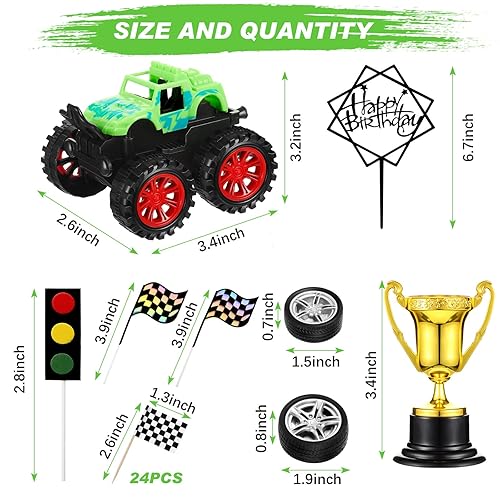 Miniatura 2 de 30 piezas de decoración para tartas de camiones monstruo, decoración de pastel de auto de carreras, decoración de pastel de auto, decoración de