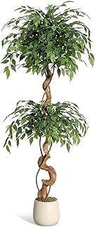 Litake Artificial Plants Artificial Ficus Tree 150 cm Large Green Birch Fig in Pot Large Plants in Pot for Indoor Outdoor Home Office Garden Modern Decoration Housewarming Gift