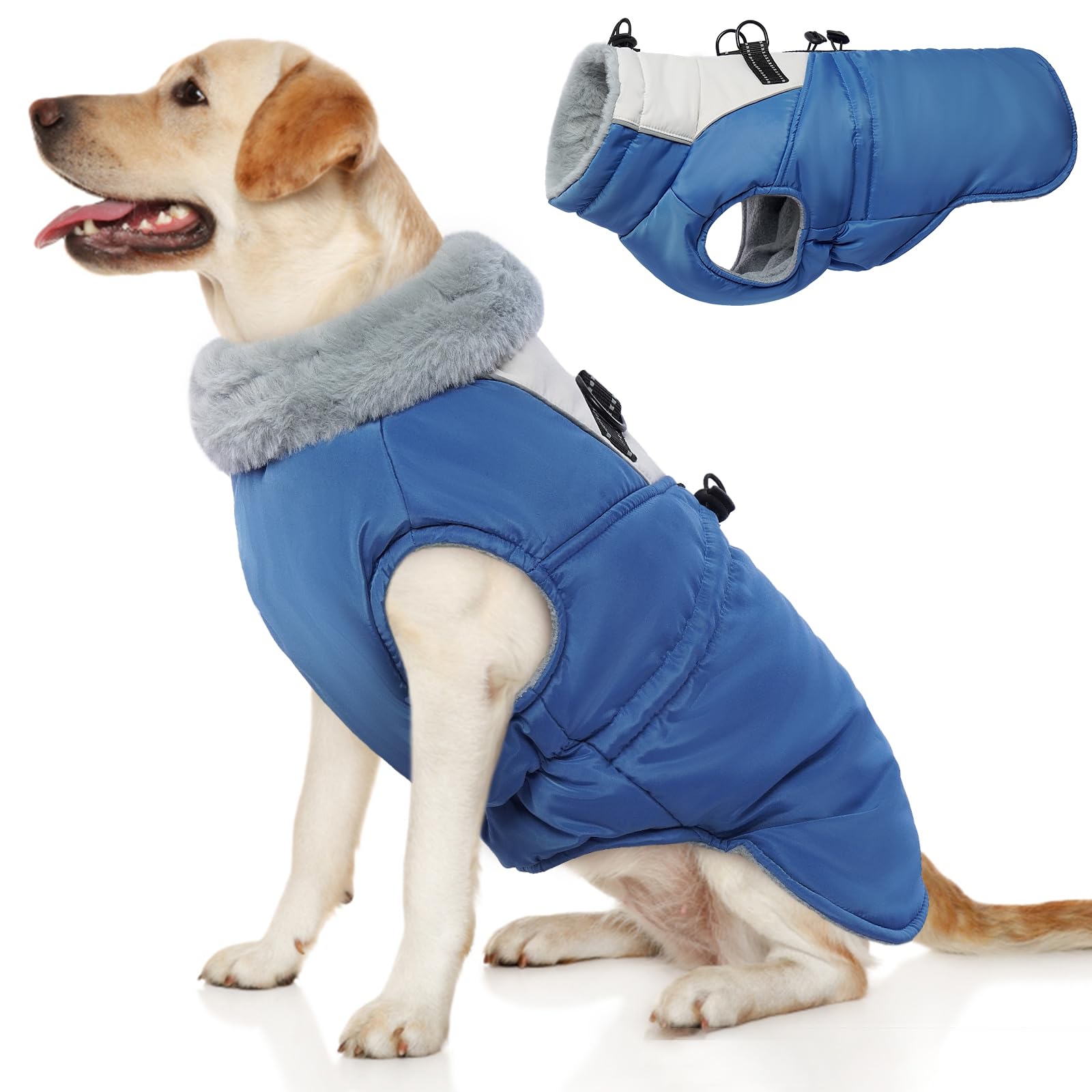 ROZKITCH Dog Jacket for Cold Weather, Dog Coat for Autumn Winter with Turtleneck, Pet Clothes with Adjustable Buckles, Soft Warm Pet Clothing with