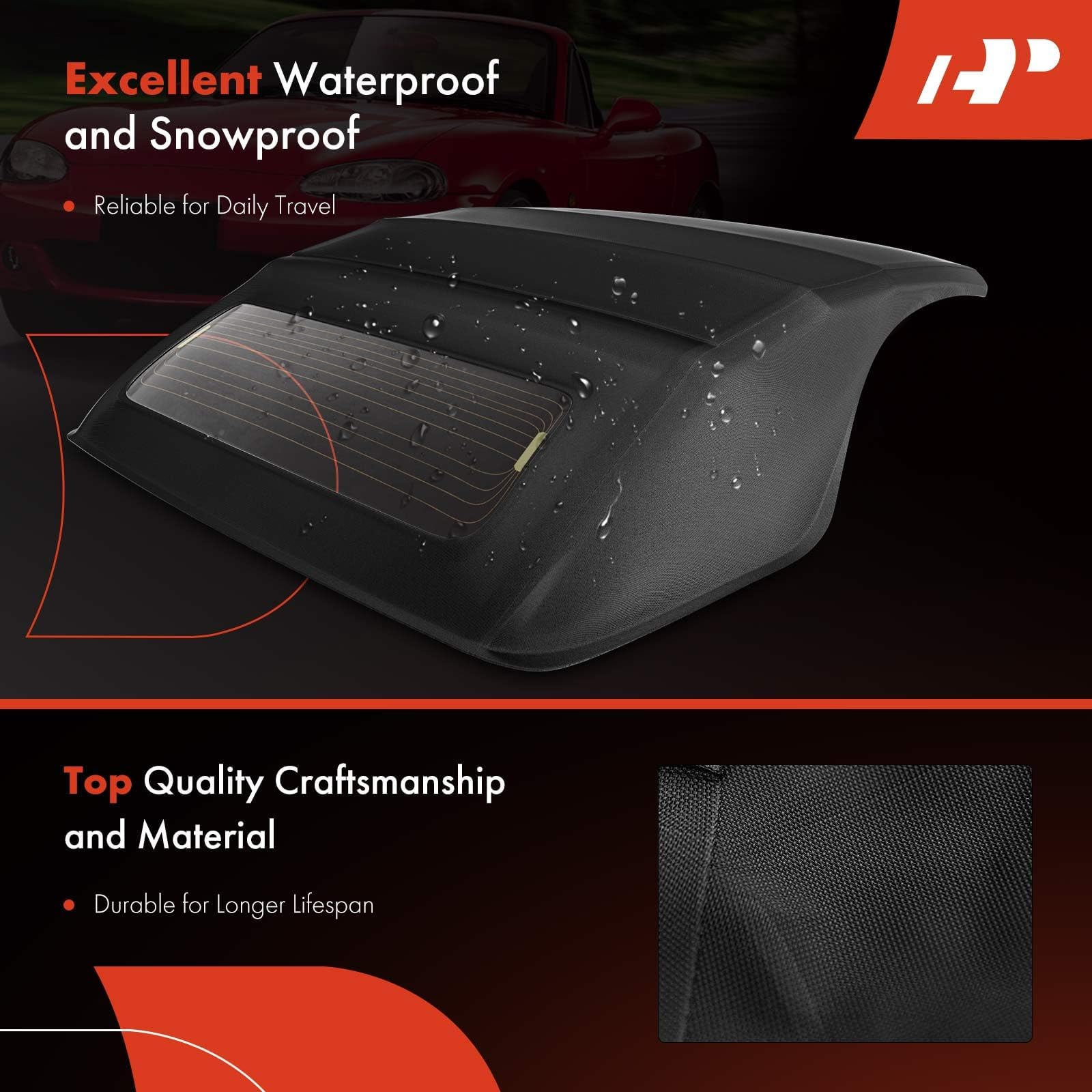 A-Premium Black Convertible Soft Top Compatible with Ford Mustang 2005-2014, Convertible, with Glass Window