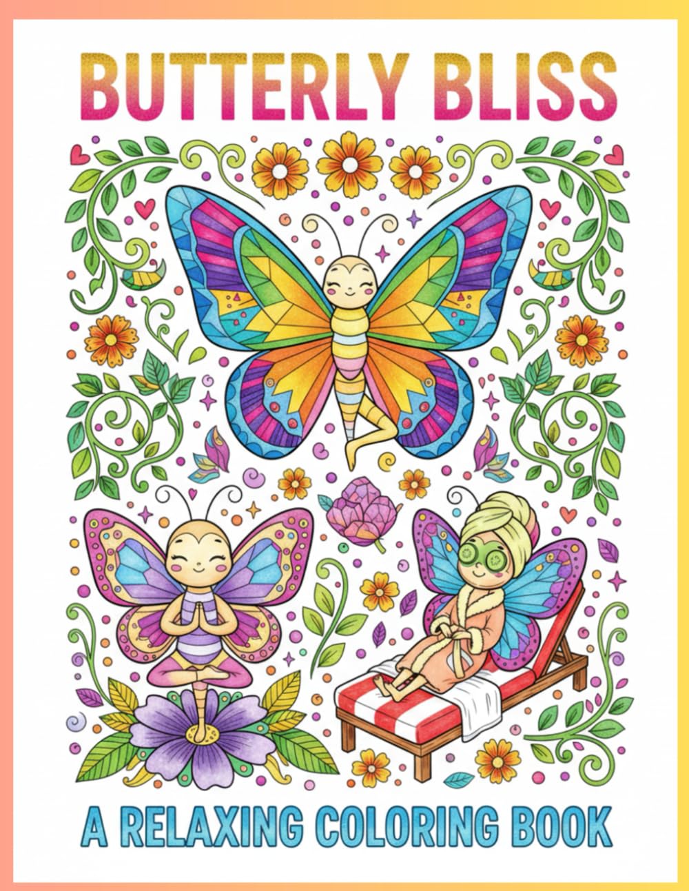Butterfly Bliss A relaxing coloring book: For adults or kids 40+ pages of fun