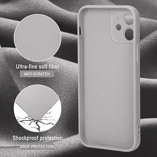 Miniatura 3 de Starkitchen Funda de silicona para iPhone 12 con forro de microfibra suave y protección de lente (gris púrpura)
