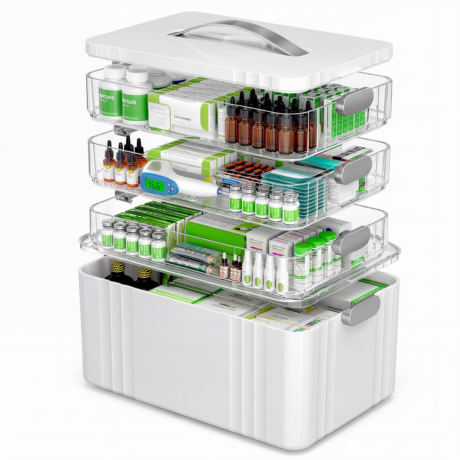 ARSTPEOE 4-Tier Medicine Organizer - Portable Medicine Cabinet with Handle