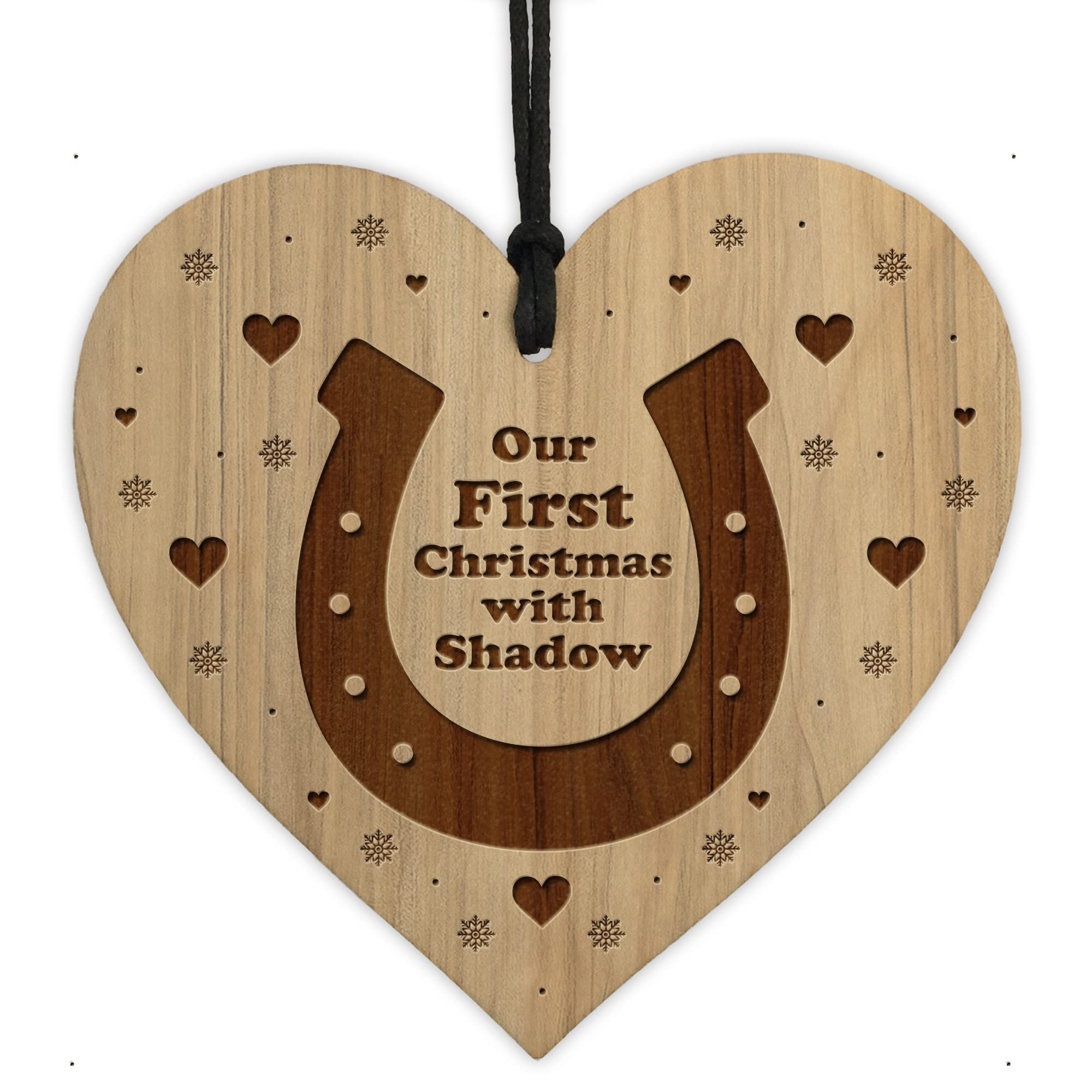 Red Ocean Horse First Christmas Decoration 1st Engraved Wood Personalised Bauble Horse Gifts