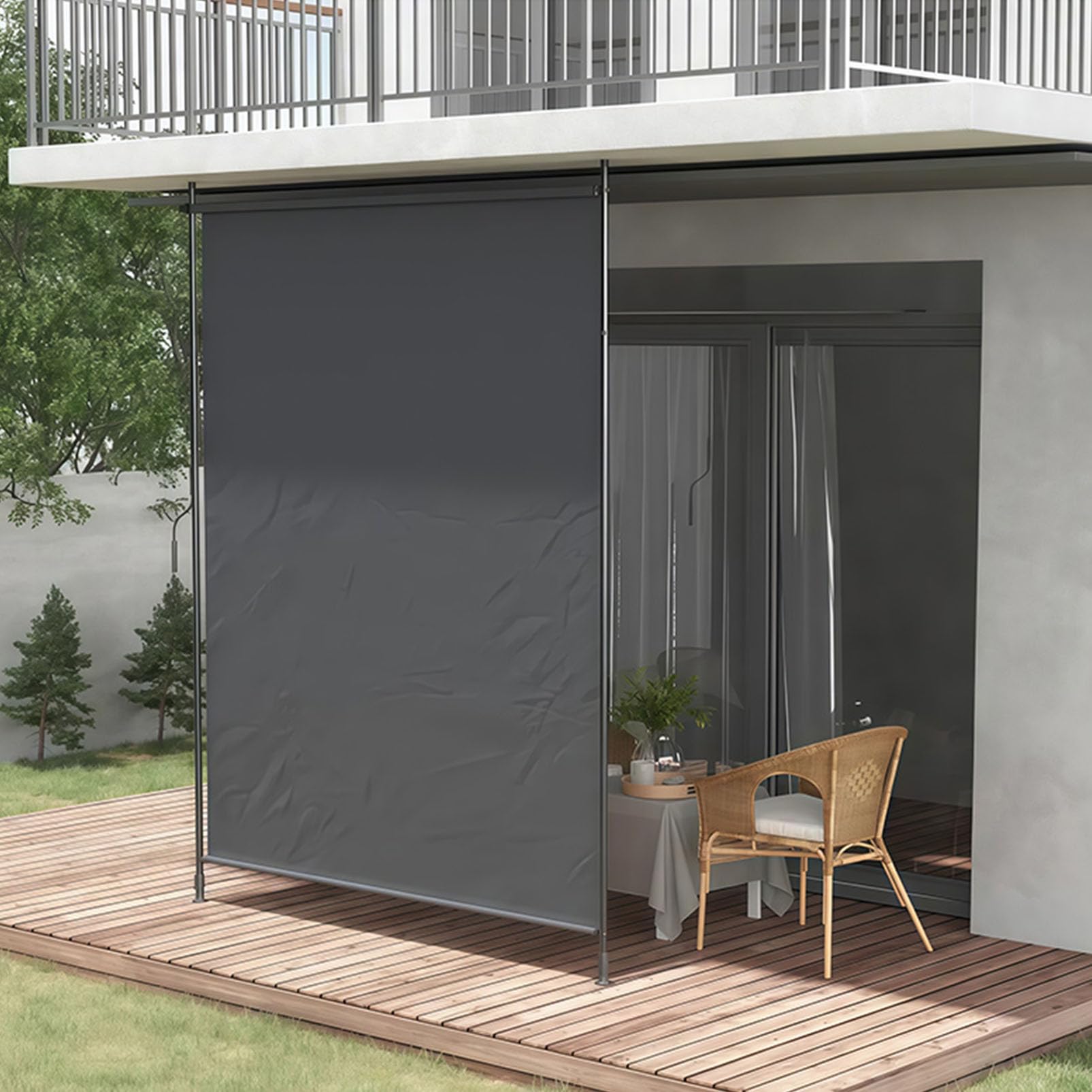 dikey tente 215 x 310 cm – su geçirmez veranda ve balkon yan tente, el kranklı, delmeyen, alüminyum gövde, mahremiyet ve güneş koruması için mükemmel bahçe perdesi Bahçe Handschuhgröße:11 c_skatehelm Batch MB.1 M COBALT