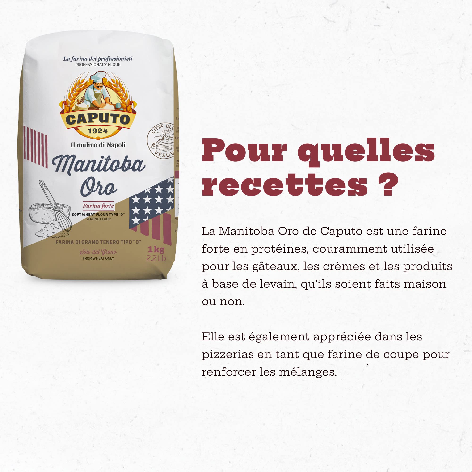 Manitoba Oro Caputo Farina Tipo 0 / 5 kg (5 x 1 kg) - La farina numero 1 in Italia