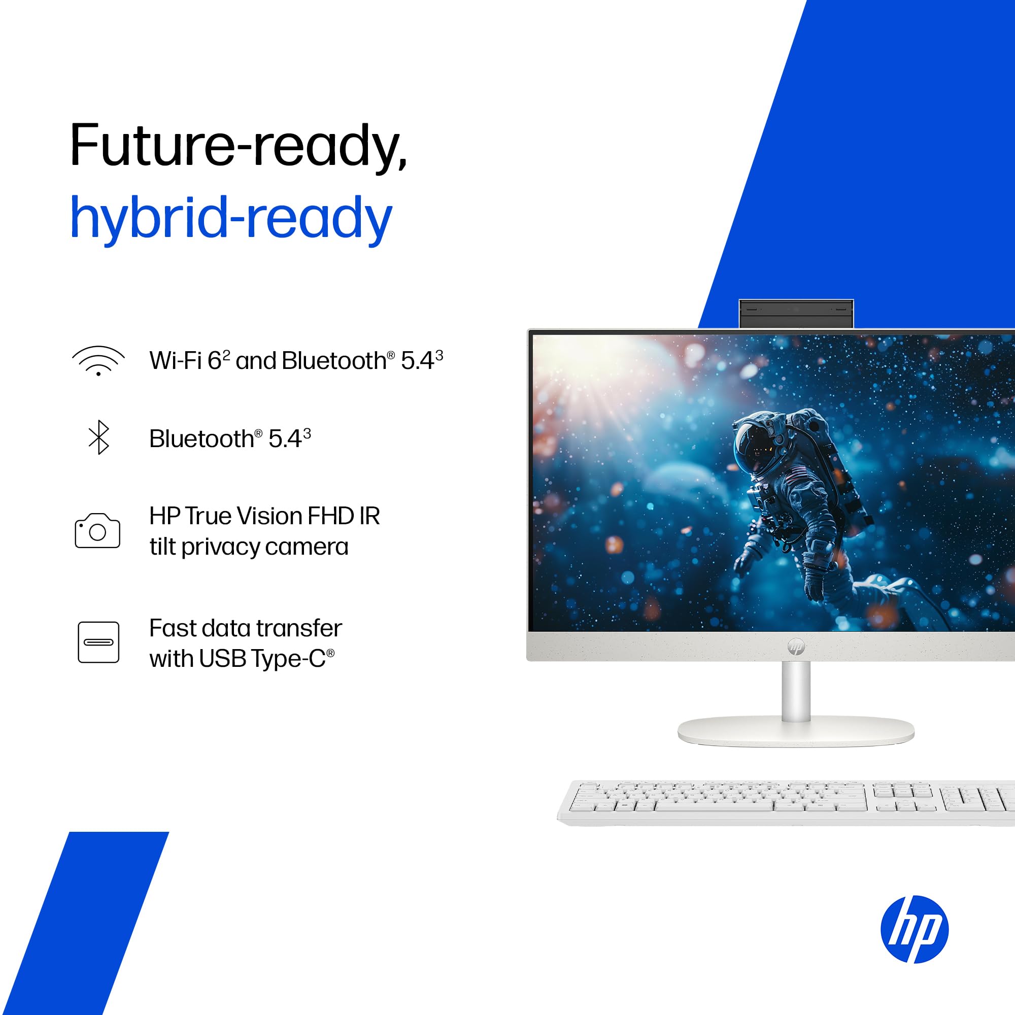 HP All-in-One, AMD Ryzen 5 7520U (16GB LPDDR5, 512GB SSD) IPS, Three-Sided, Micro-Edge, Anti-Glare, FHD, 23.8''(60.5 cm), Win 11 Home, Office 24, 5.27kg, FHD IR Camera, 24-cr0271in — Amazon image 4