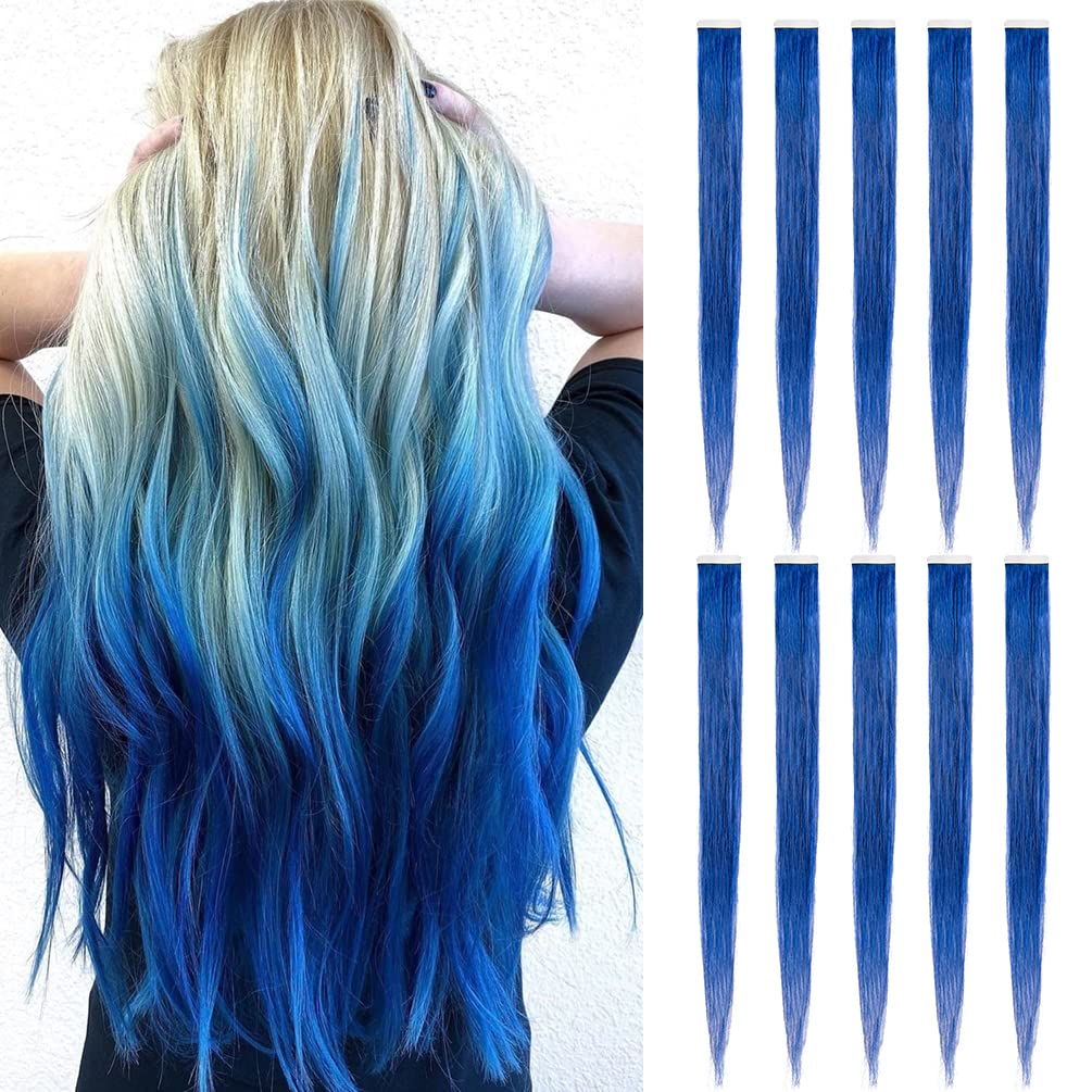 Winsky 14" Blue Tape in Hair Extensions Human Colored Hair