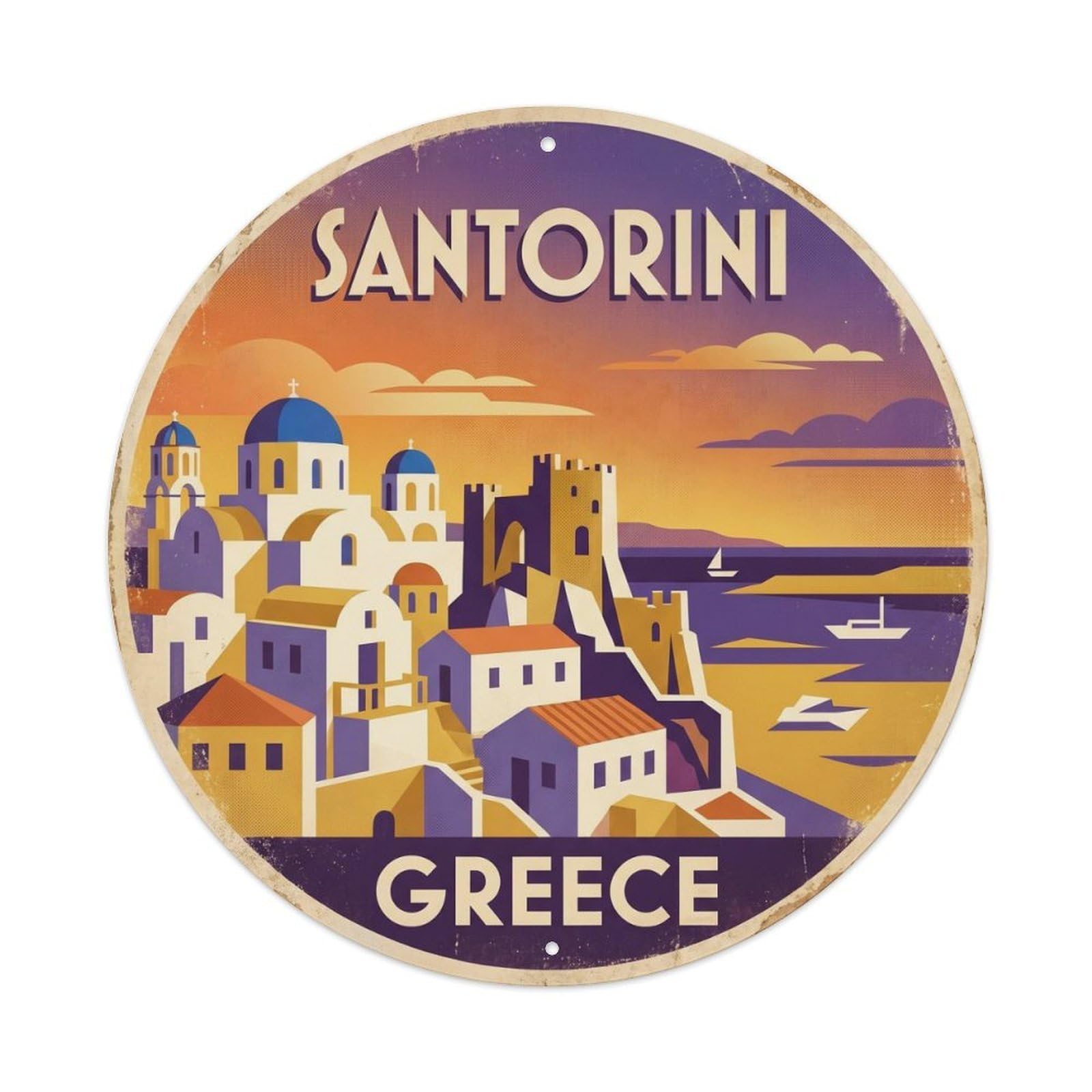 Venetian Architecture Oia Santorini Greece Greek Island Metal Tin Sign