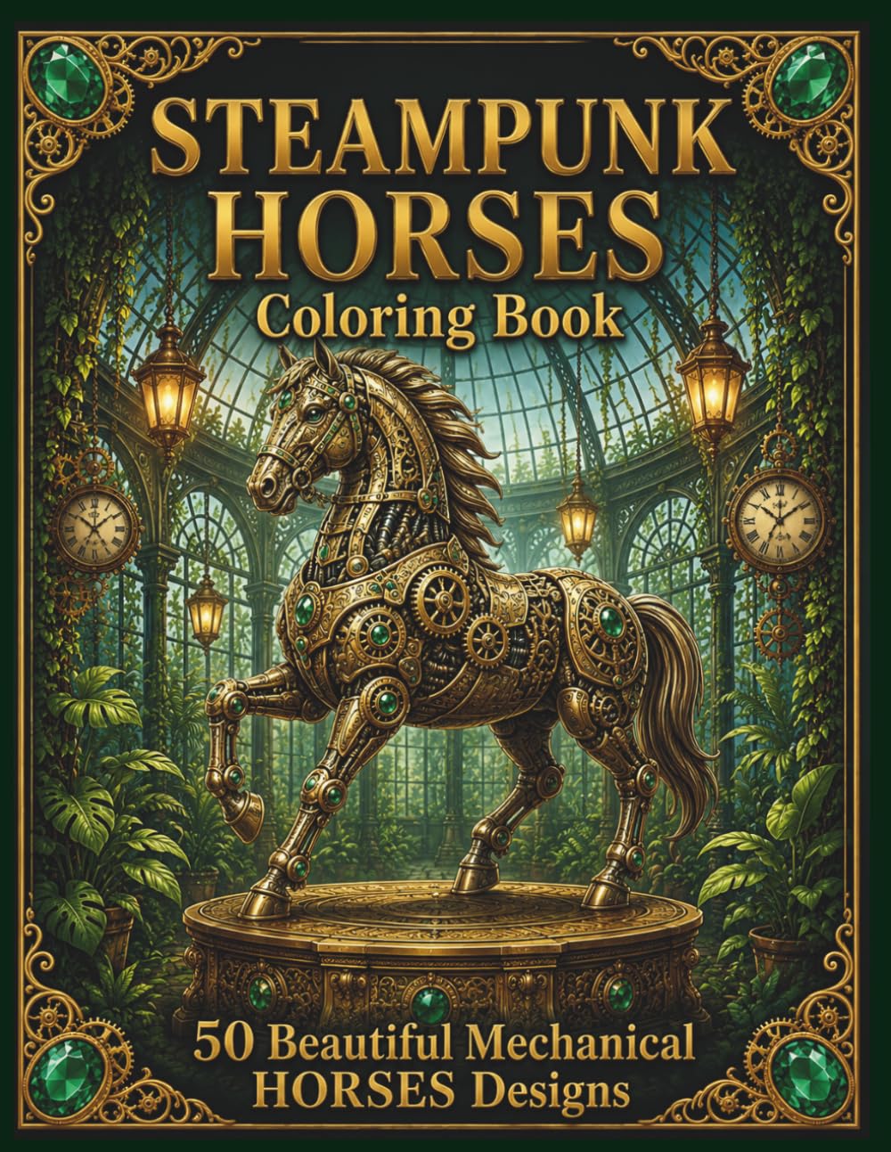 Steampunk Horses Coloring Book: 50 Beautiful Mechanical Designs (Steampunk Coloring Book Collection)