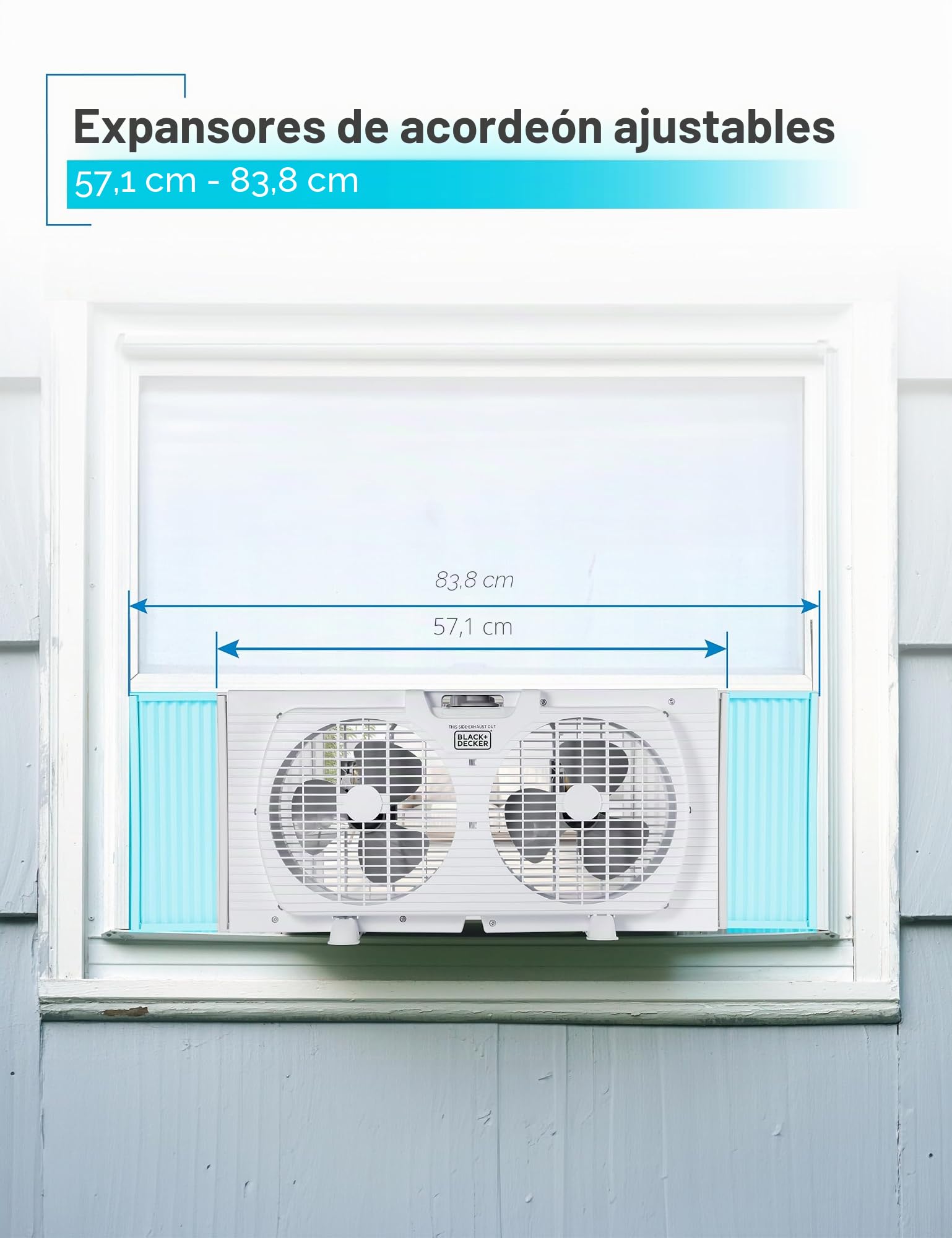 BLACK+DECKER Ventilador de ventana doble de 9 pulgadas para visualización de ventana con 2 ajustes de velocidad, ventilador de ventana doble con controles mecánicos y patas extraíbles, ventilador de