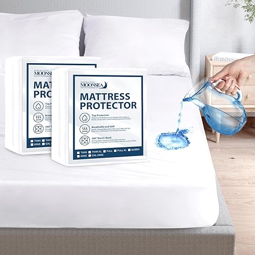 Protector de colchón Queen impermeable, funda de colchón tamaño Queen, protector de colchón superior de poliéster suave, transpirable, agradable a