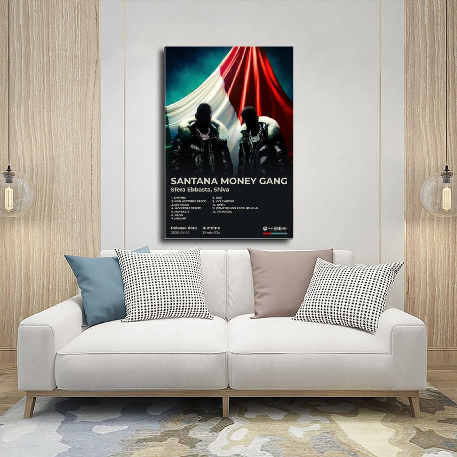 PJEYGF Poster su tela con copertina di album musicale Hip Hop Santana Money Gang, decorazione per la casa, idea regalo