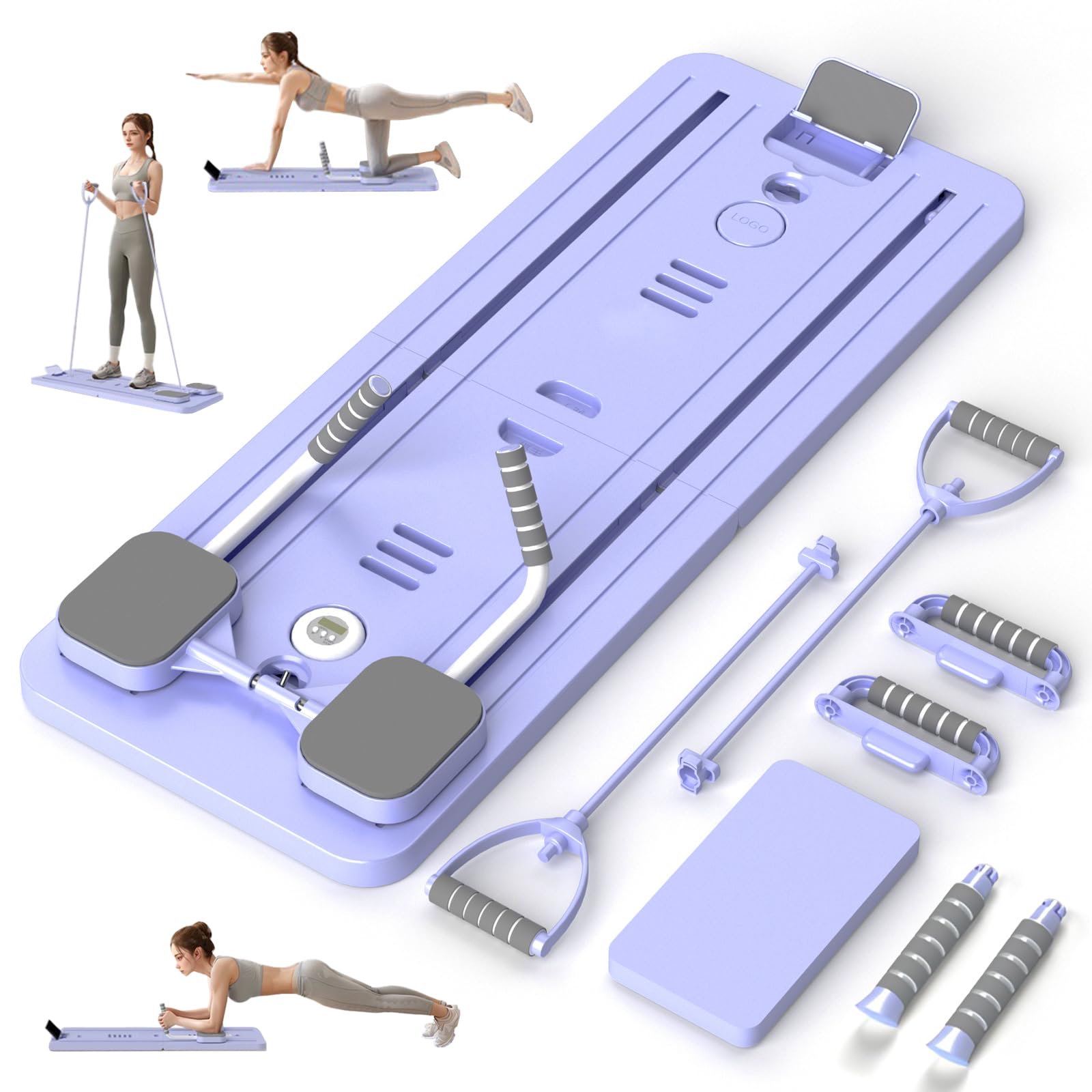 Planche Pilates, appareil de fitness pour la maison, planche réformatrice multifonctionnelle pliable, entraînement complet du corps, entraîneur automatique des abdominaux avec bande de résistance
