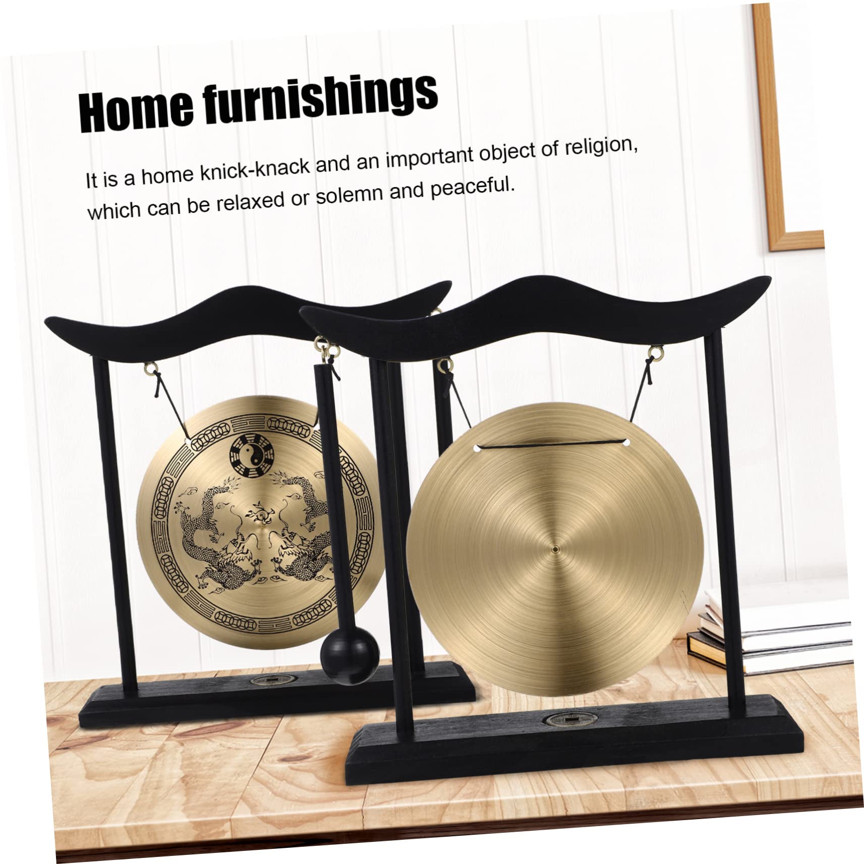 Gong Mit Hammer und Halterung Kleine Gong Dekorative Desktop-Design Dekoration Chinesische Schlaginstrumente Für Zuhause Büro