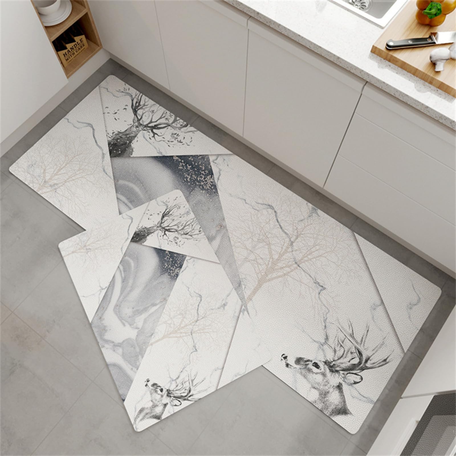 Tapis de cuisine devant évier minimaliste 40x160cm gris anthracite