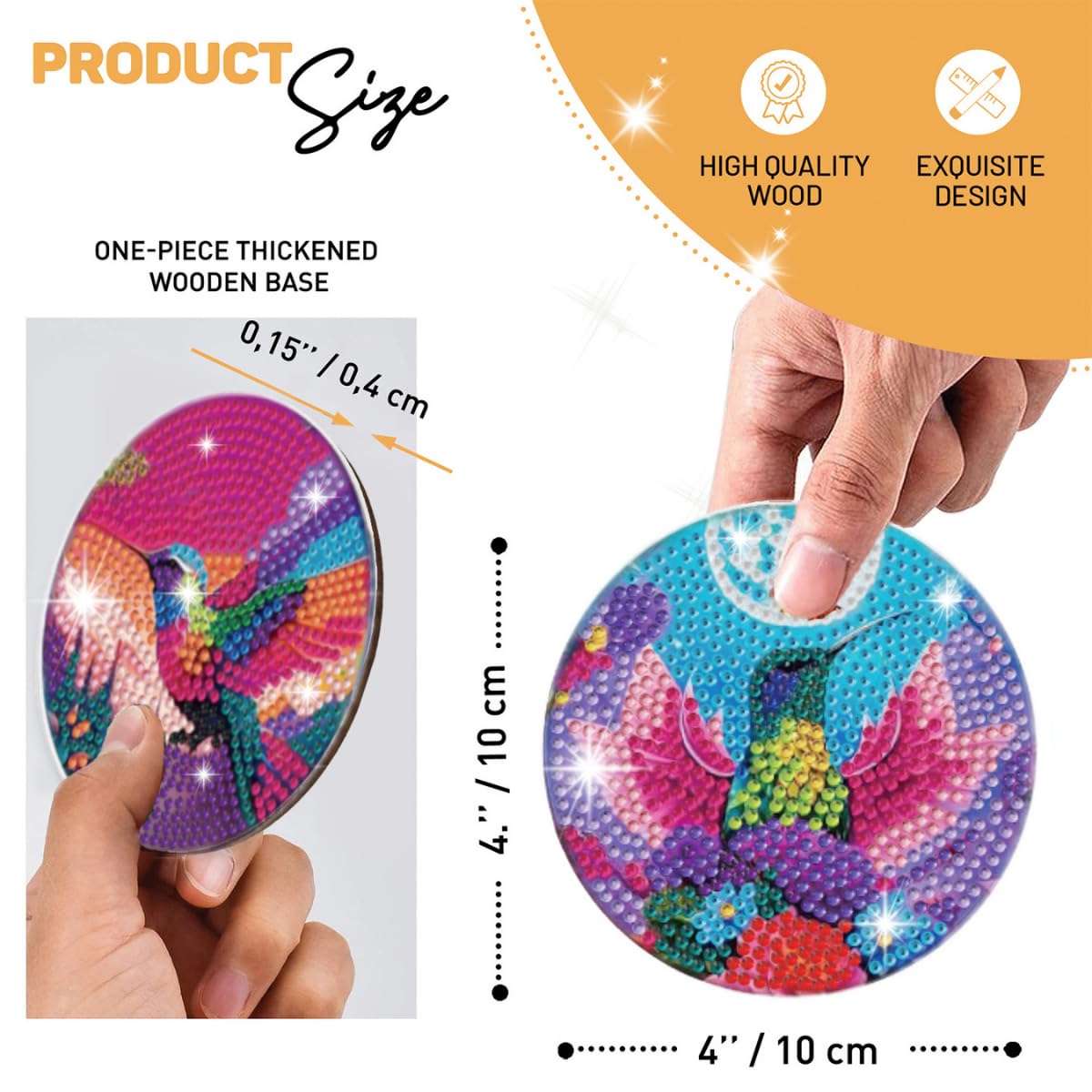 Diamond Painting Diamond Art Kits 4 Pcs Animal Coasters, Animals Diamond Art Coasters, DIY Owl Diamond Art Kits For Adults