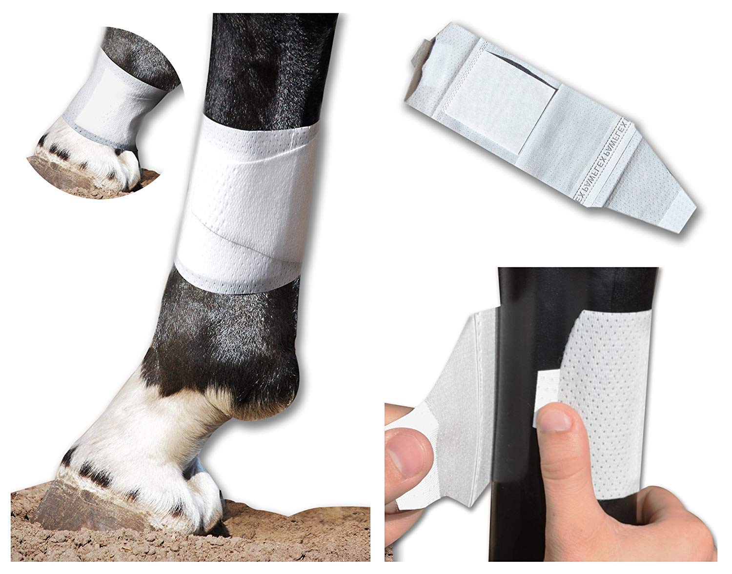 Cohesive wrap Alternative BandaFlex Horse Bandages for Lower Leg Double Catch Adjustable Fastening Super Stretch, Disposable, Washable & Breathable (Small 10 Pack - 1 Sample Large)