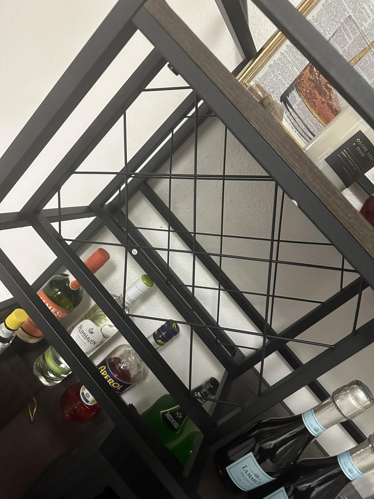 FATORRI Bar Cart with premium 5mm tempered glass shelves and gold frame
