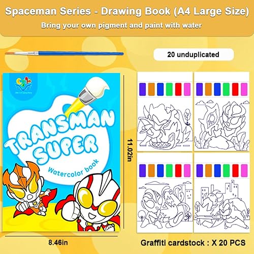 Miniatura 4 de YXOTJHS Juegos de pintura de acuarela para niños, pintura grande con libros de agua, libros de acuarela para colorear para niños de 4 a 8 años,