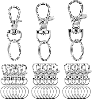 Keychain Key Chain Rings Clips Swivel Bulk (40pcs), Small + Medium + Large, Swivel Lanyard Snap Hooks (Lobster Claw Clasp) with Rings, for Keychain Crafts Resin, Lanyard, Bag, Purse,Tag